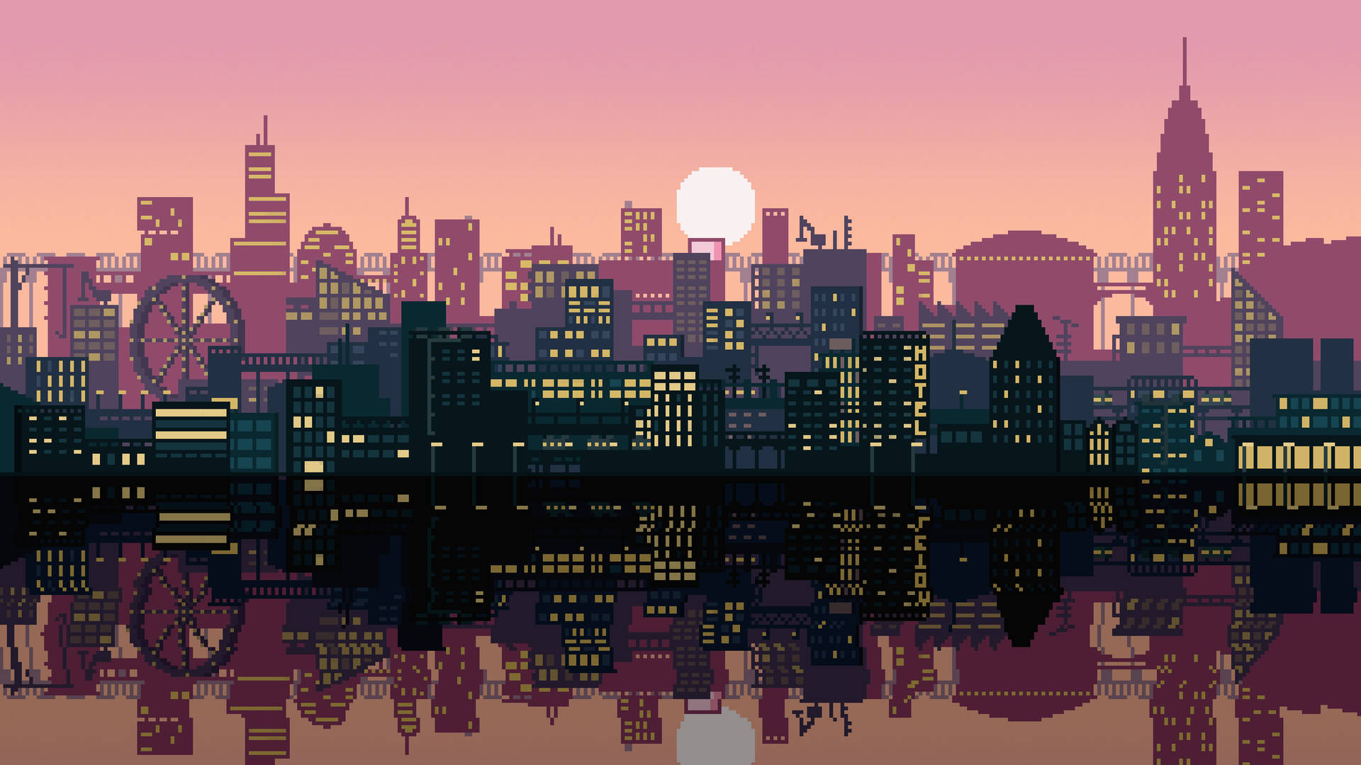 Artistic Pixel City: HD Wallpaper
