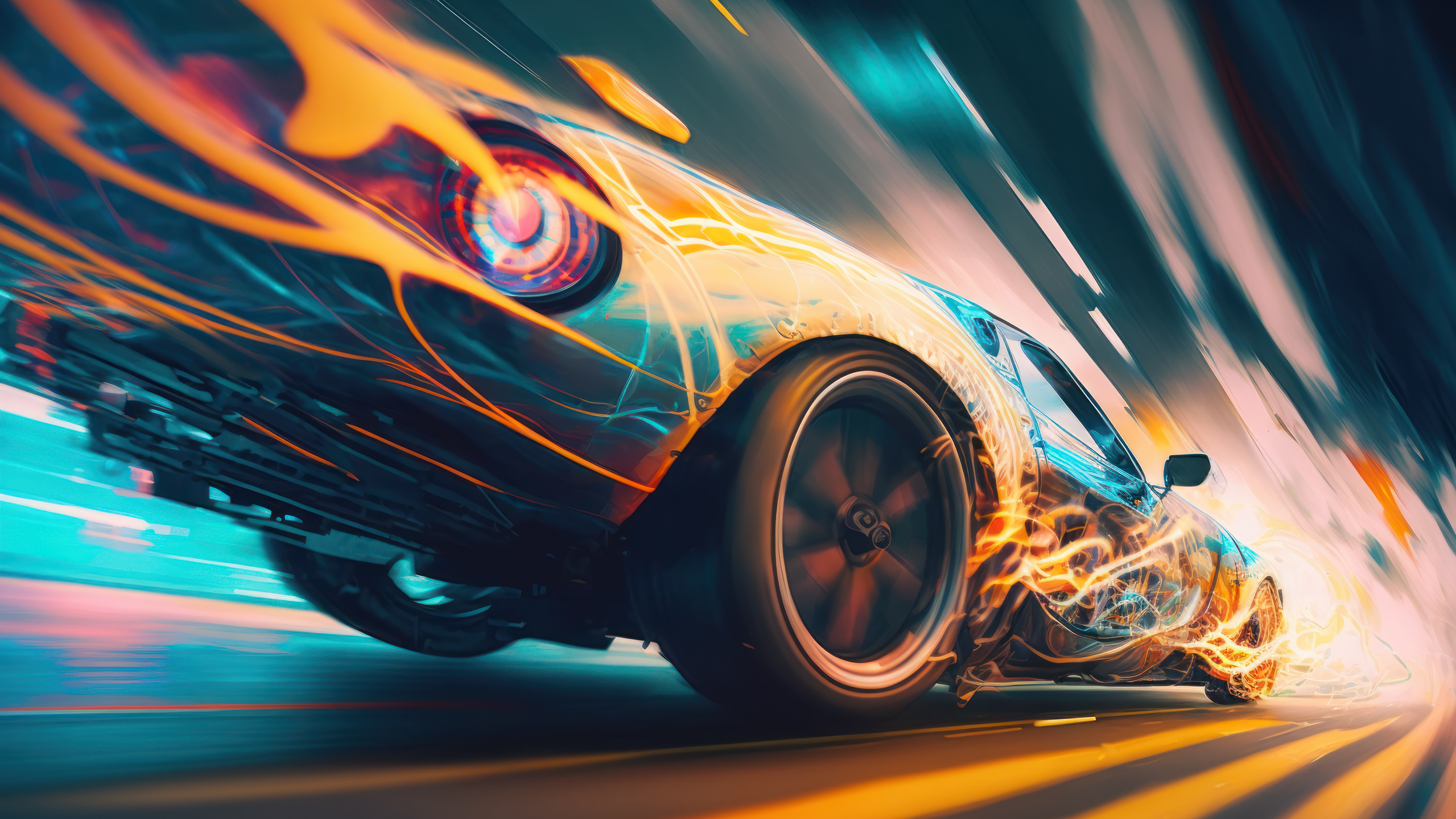 Sports Car Abstract Art Wallpaper 4K HD