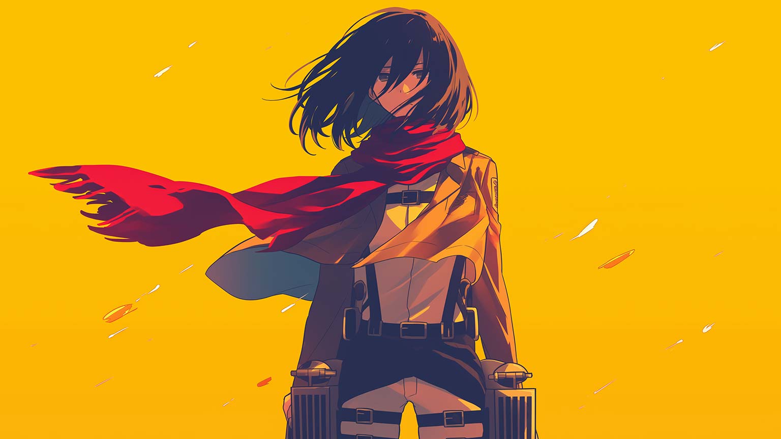 Mikasa Ackerman Yellow AOT Desktop