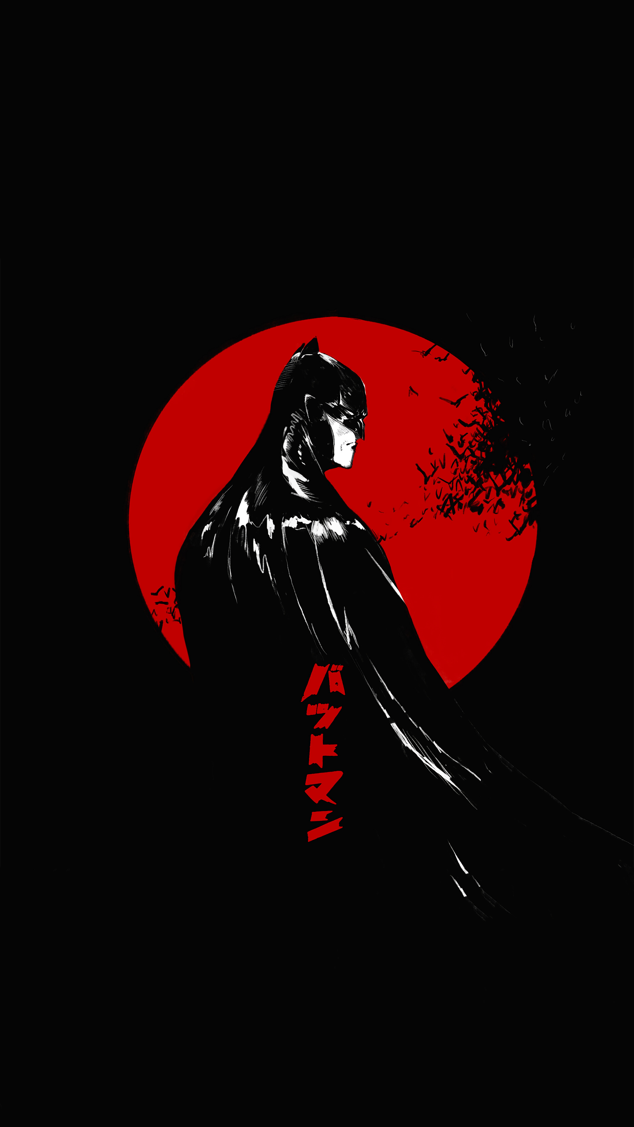 Batman Red Moon Dark Background HD 4K