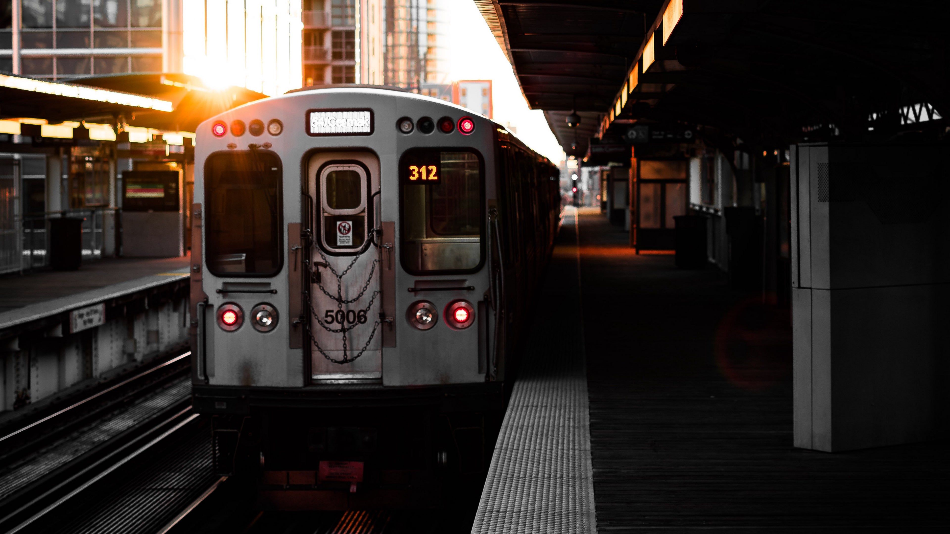 Train Railway Platform 4K wallpaper