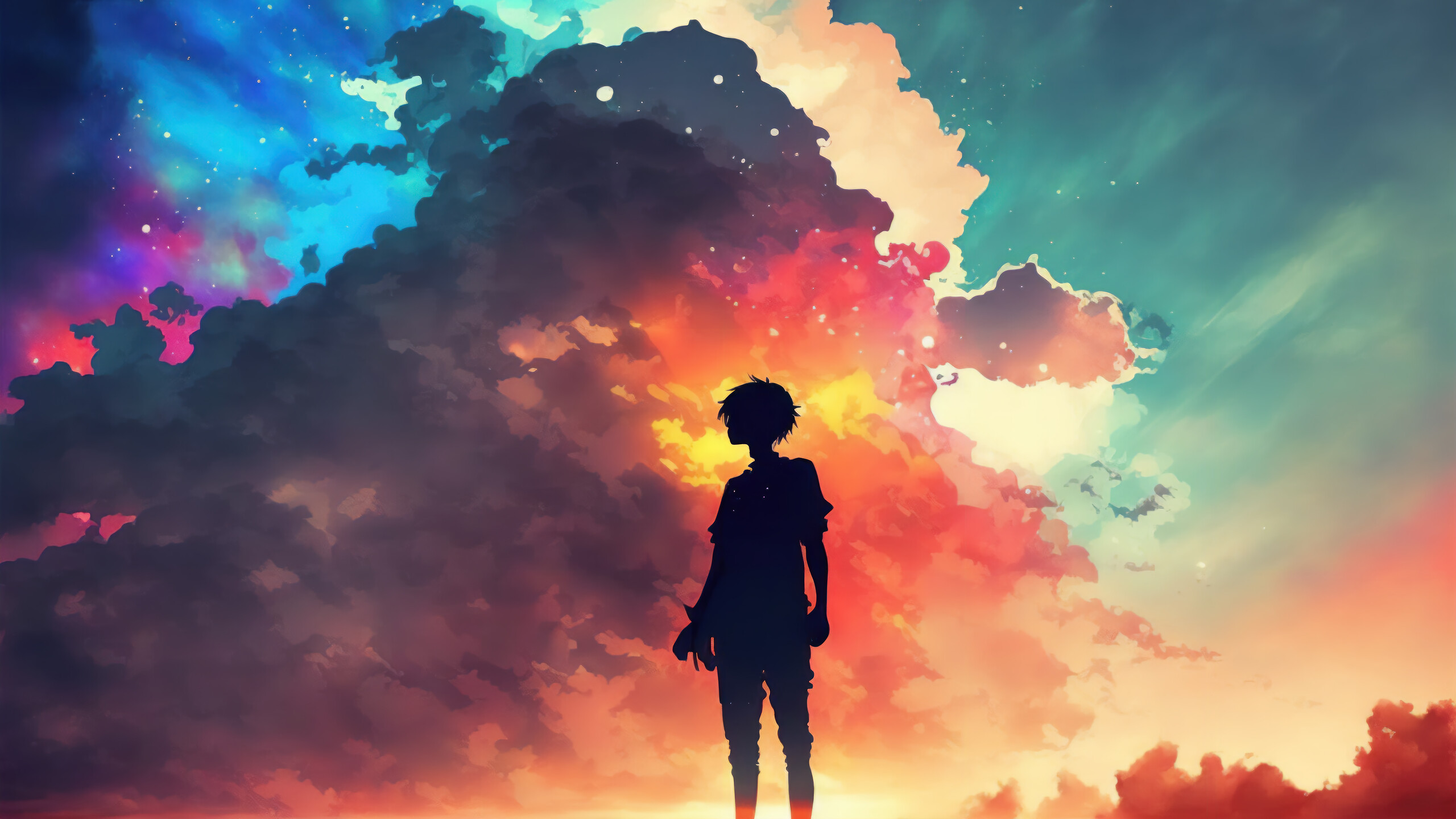 Standing Alone Silhouette Colorful