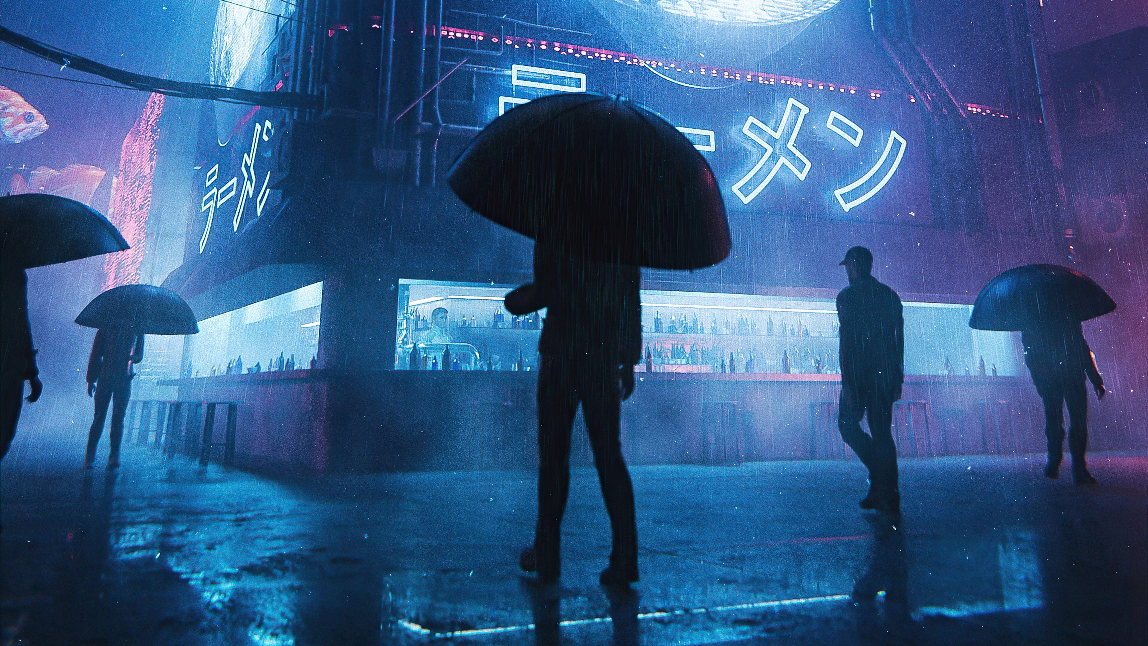 Future Cyberpunk City Life Raining 4k