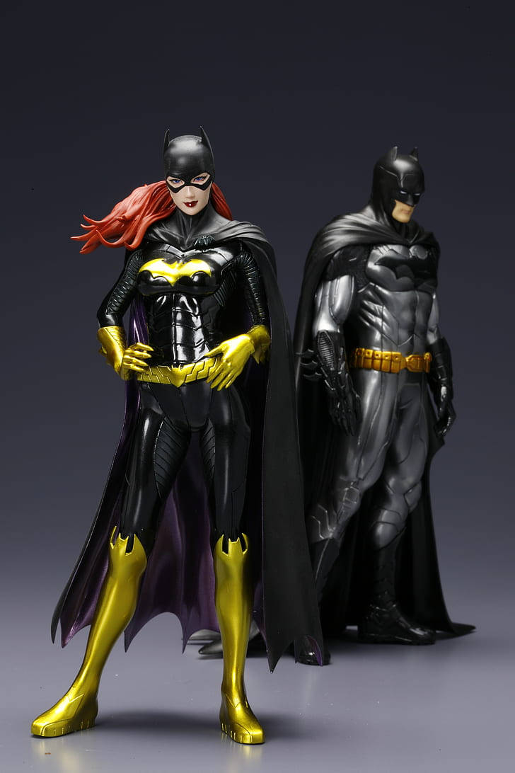 Download Figures Of Batgirl And Batman Arkham Knight iPhone Wallpaper