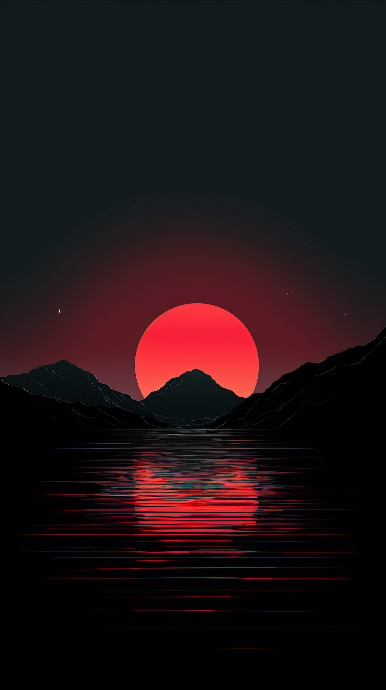 Serenity Sunset Mountains Landscape Wallpaper