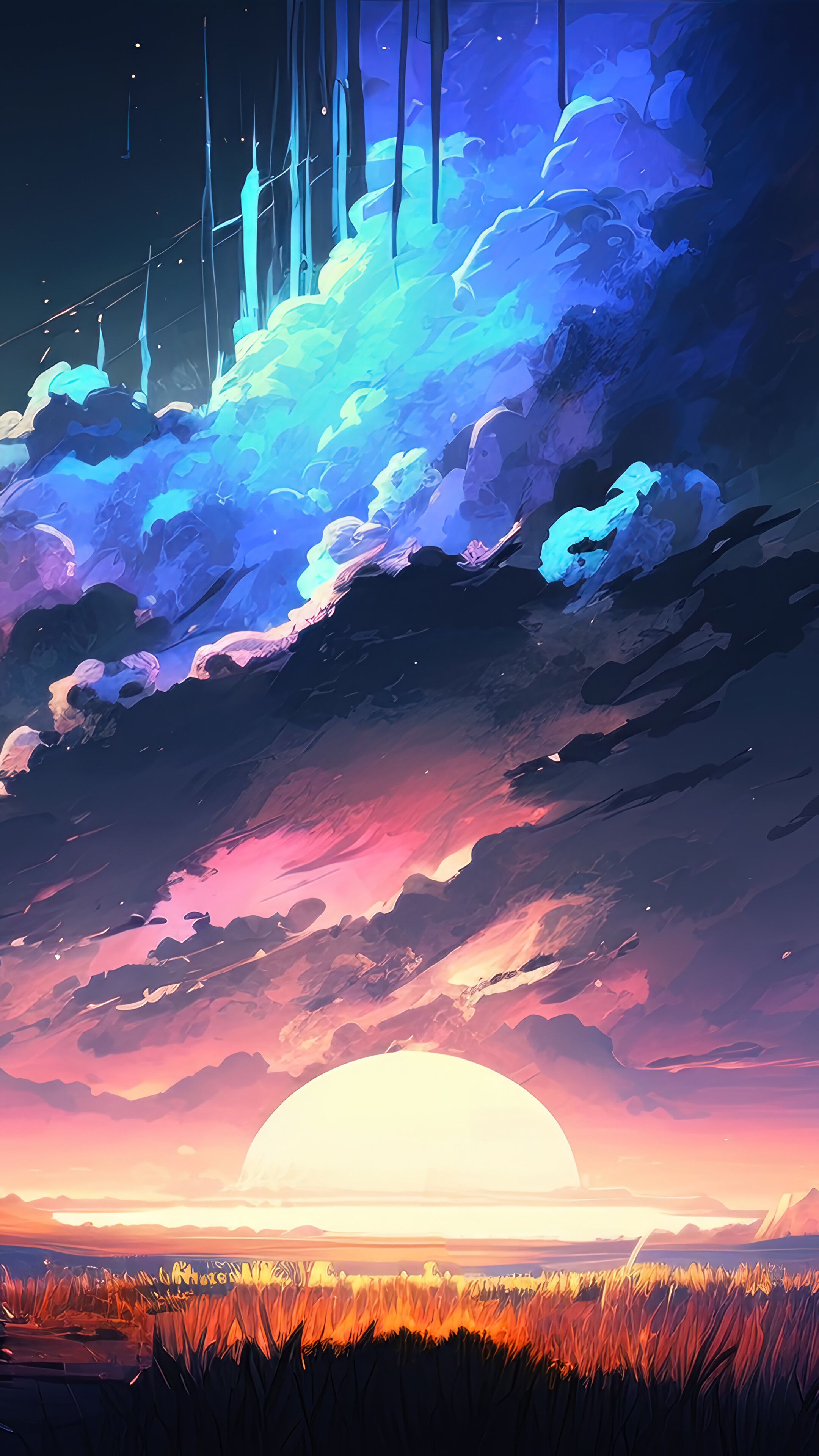 Sunset Clouds Anime Scenery 4K