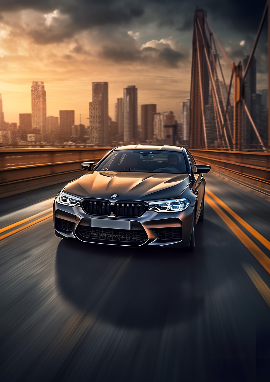 Wall Art Print. Black M5 Car racing