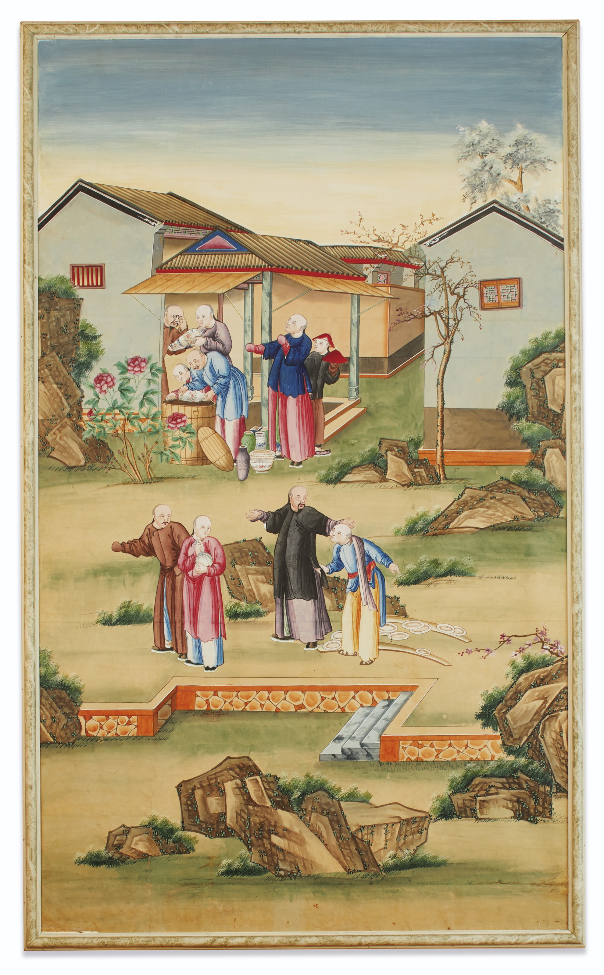 SEVEN CHINESE EXPORT WALLPAPER PANELS