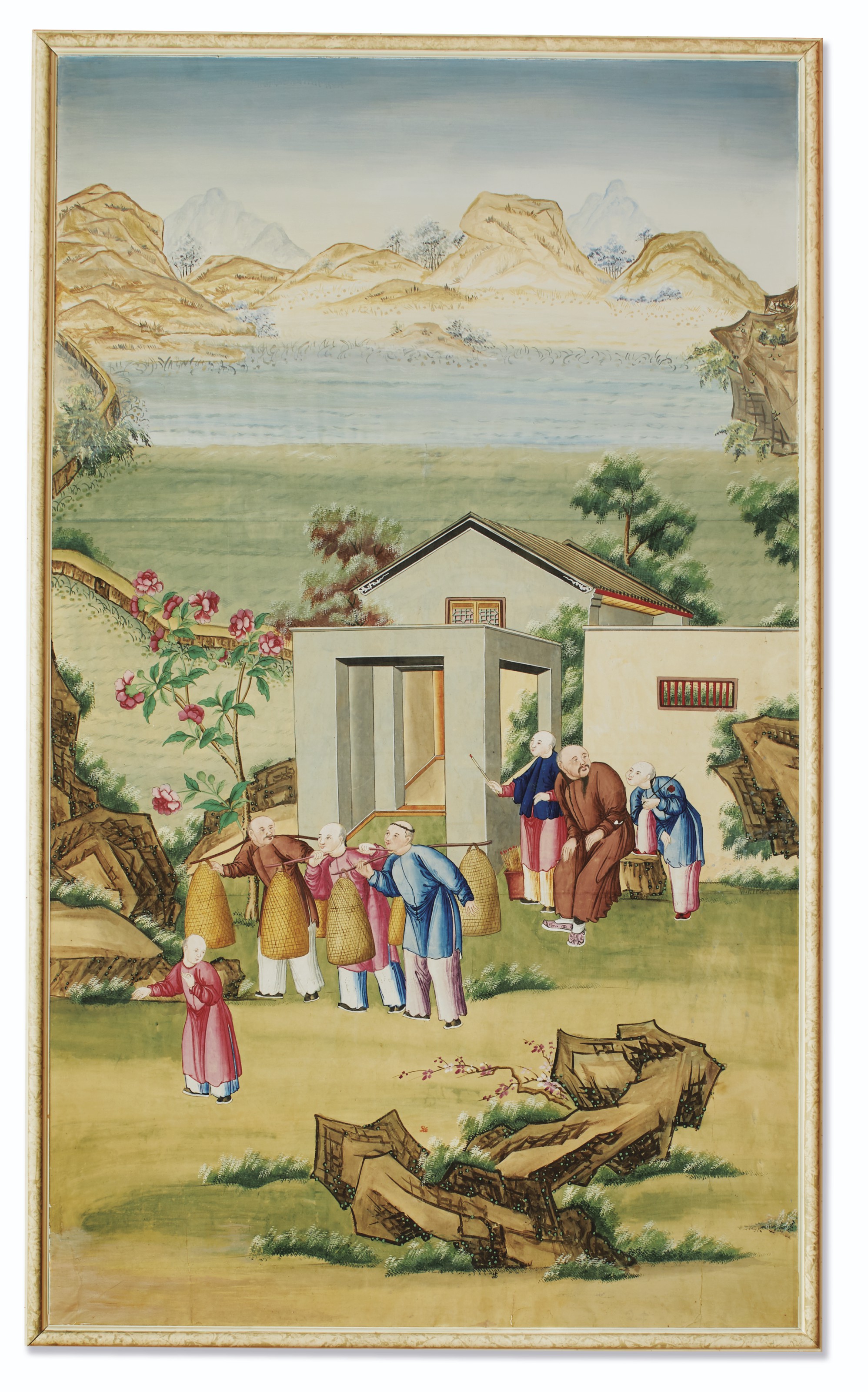SEVEN CHINESE EXPORT WALLPAPER PANELS