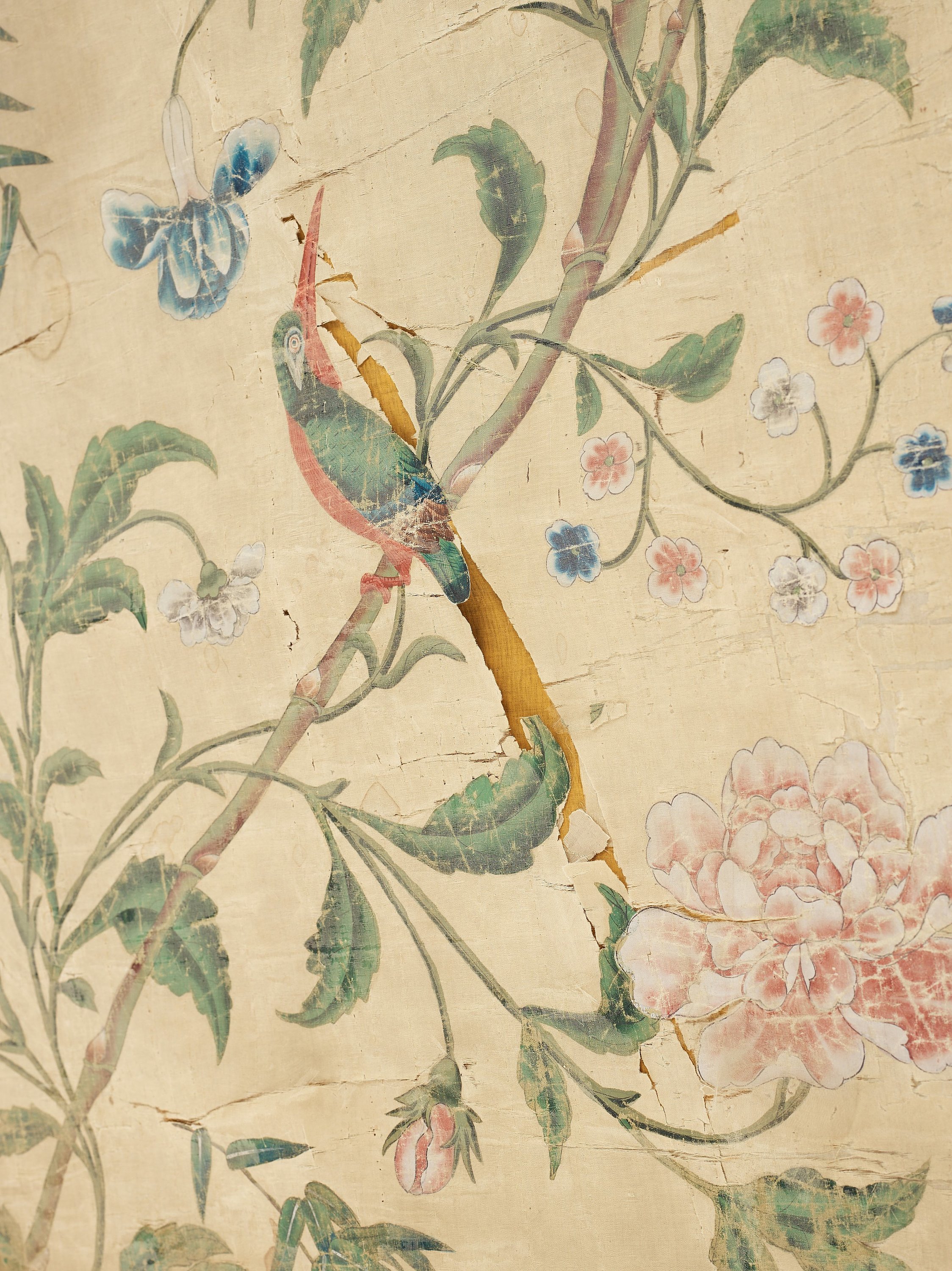 A set of four Chinese wall paper panels