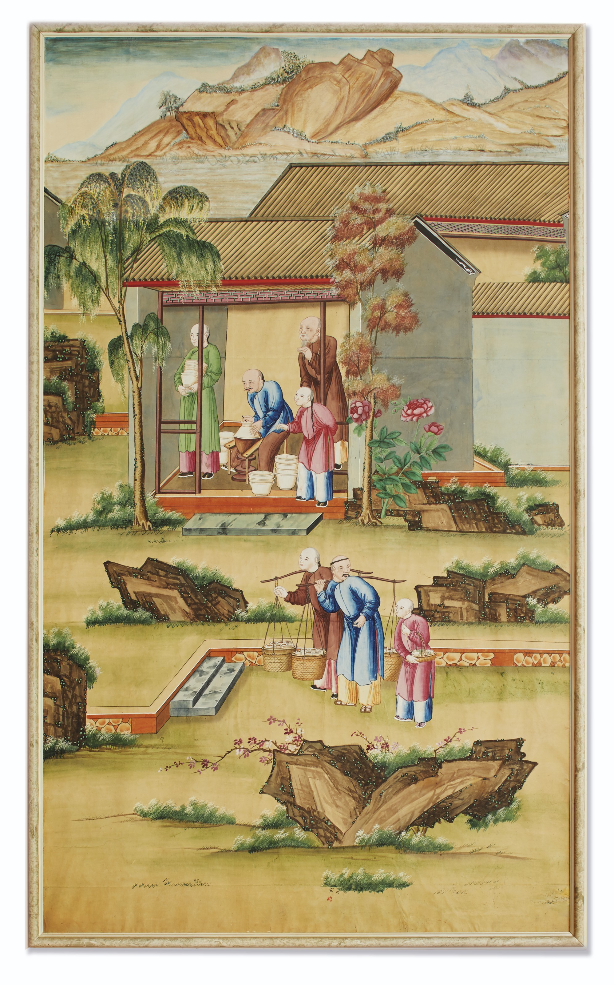 SEVEN CHINESE EXPORT WALLPAPER PANELS