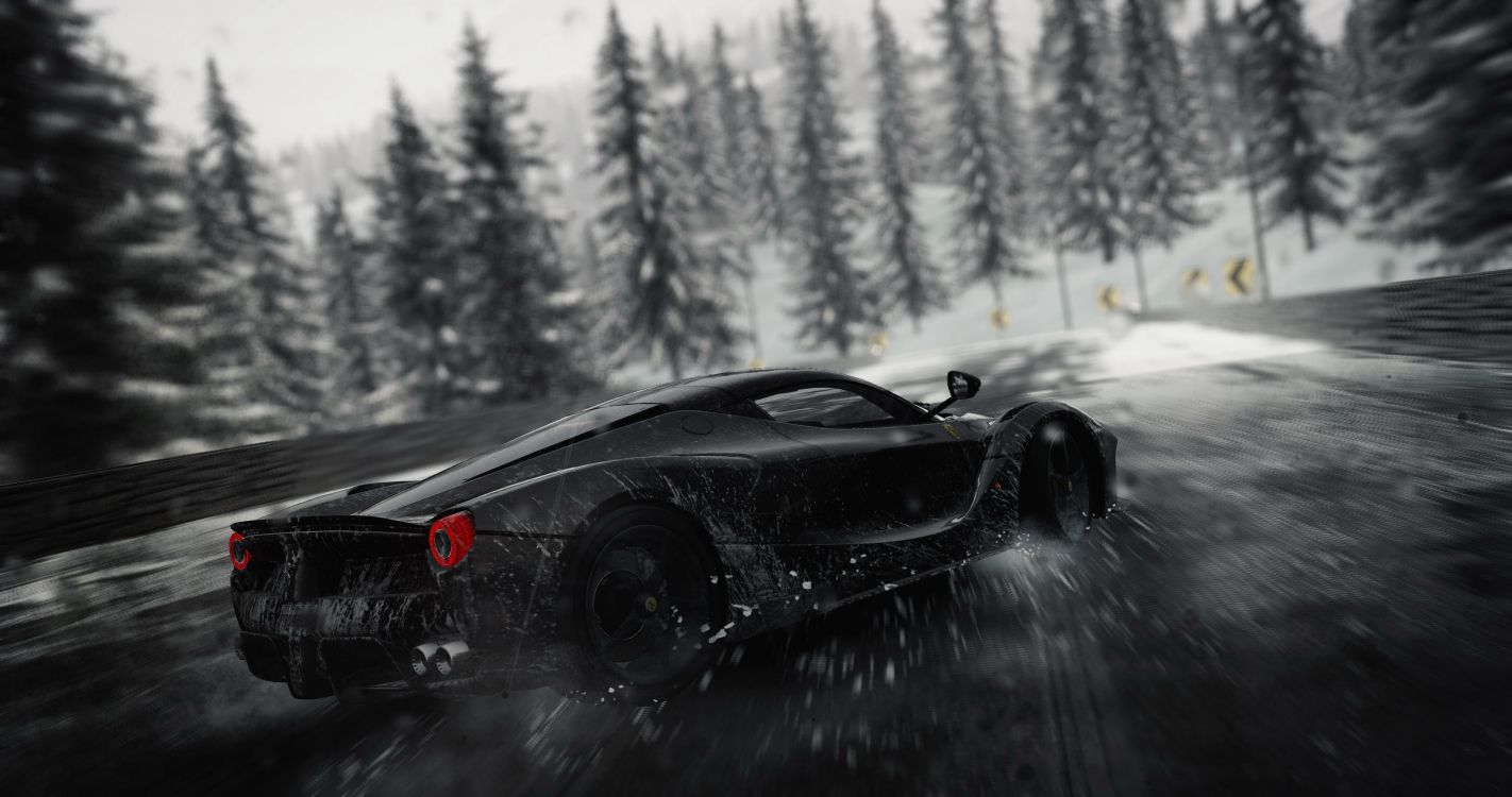 Wallpaper Black Ferrari 458 Italia