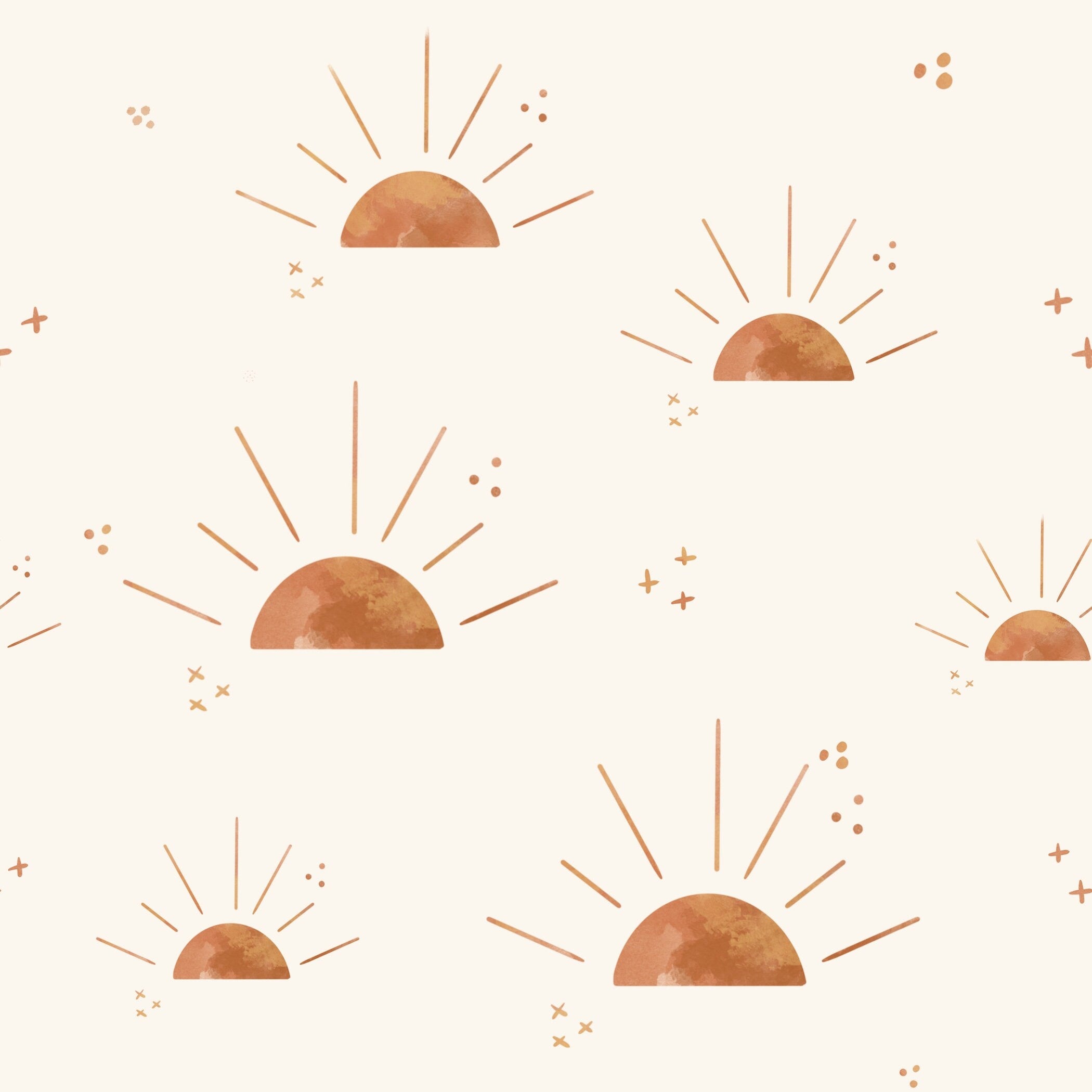 Golden Sun and Stars Boho Wallpaper