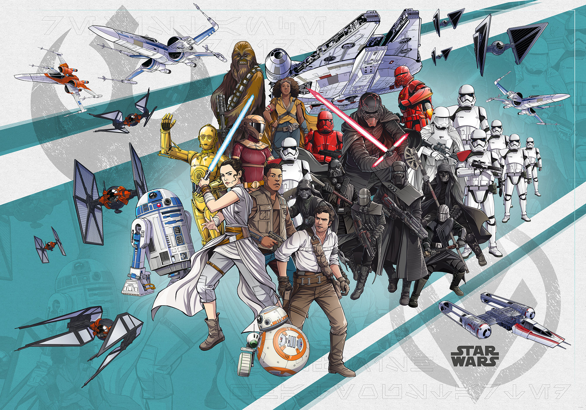 Non Woven Photomural Star Wars Cartoon