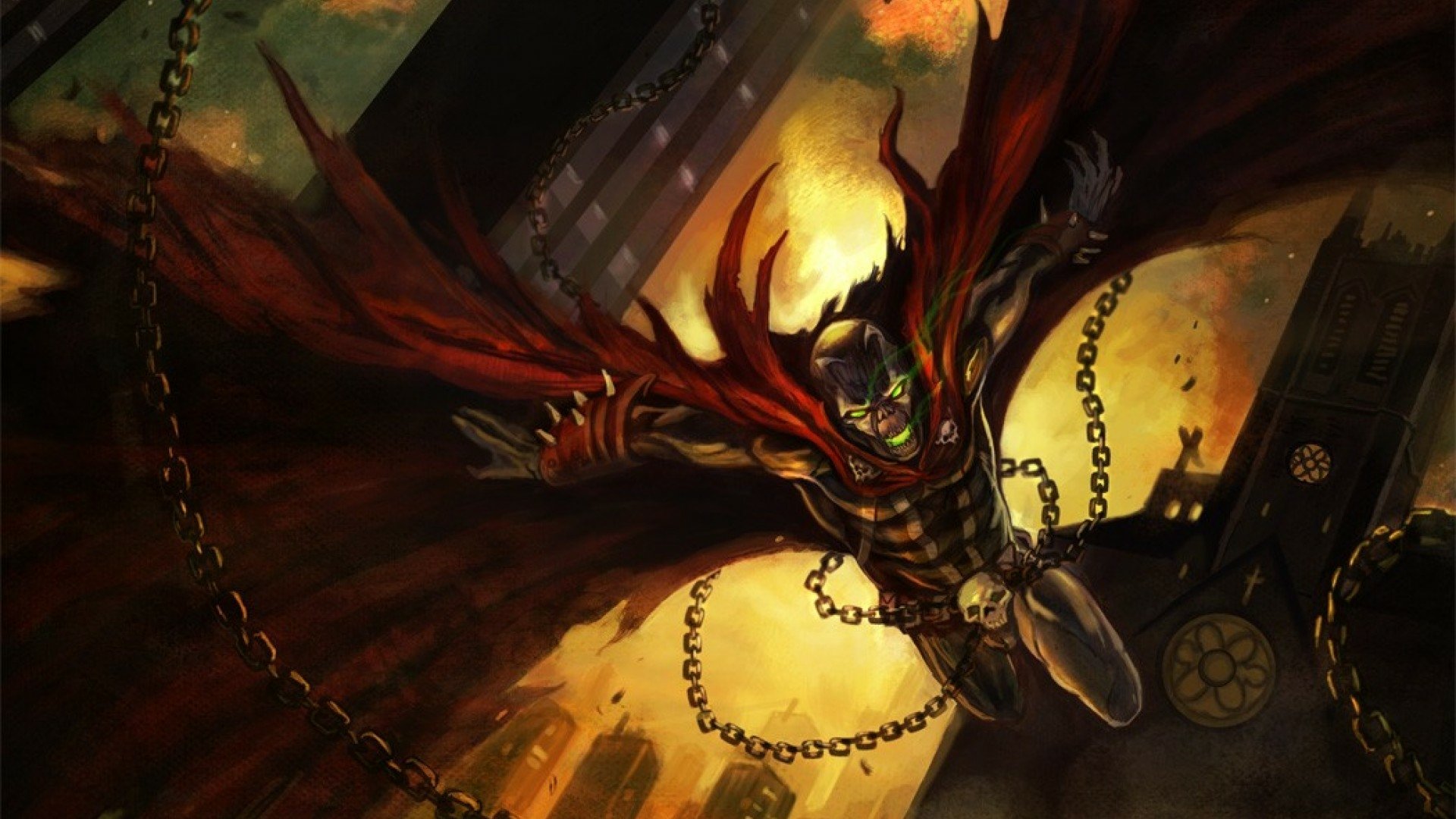 Epic Spawn HD Wallpaper: Dark Hero in Actionx1080