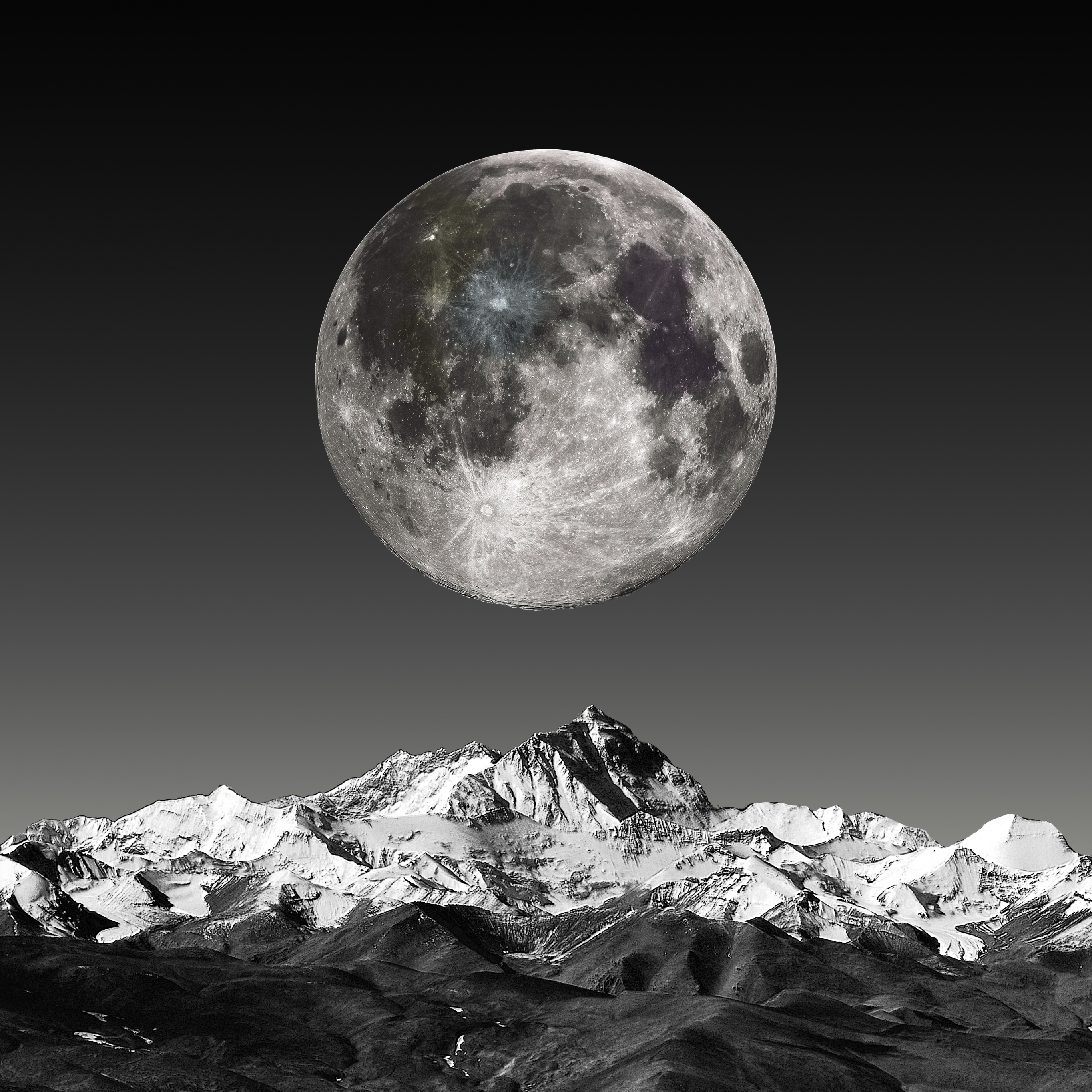 Moon Wallpaper 4K, 5K, Mountains