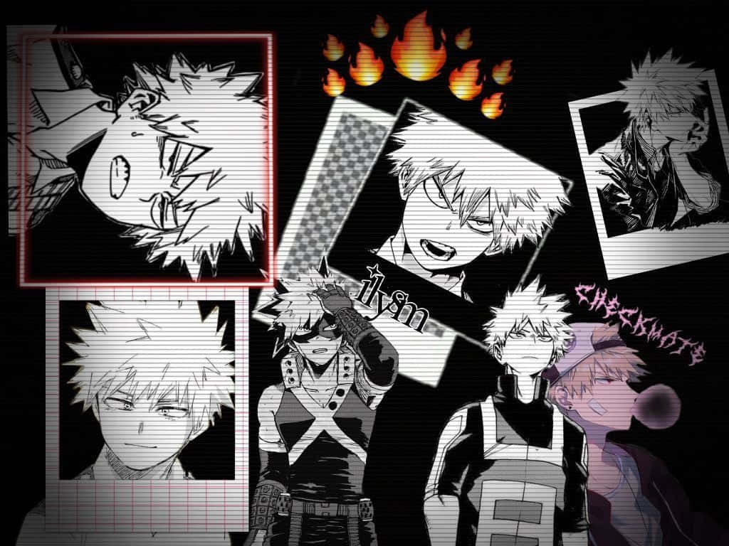 Download Bakugou Aesthetic Desktop Black And White Photo Wallpaper