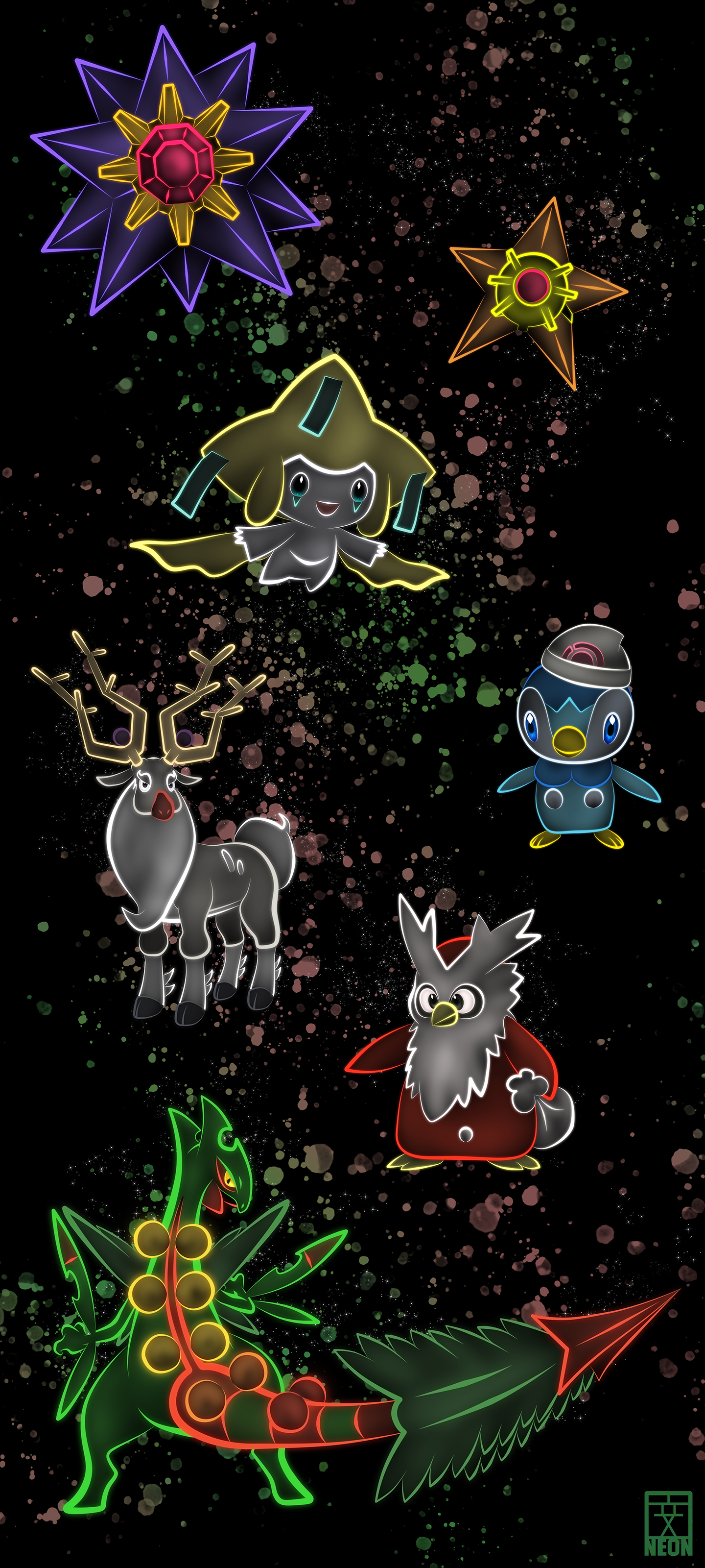 Neon Christmas Pokemon Wallpaper