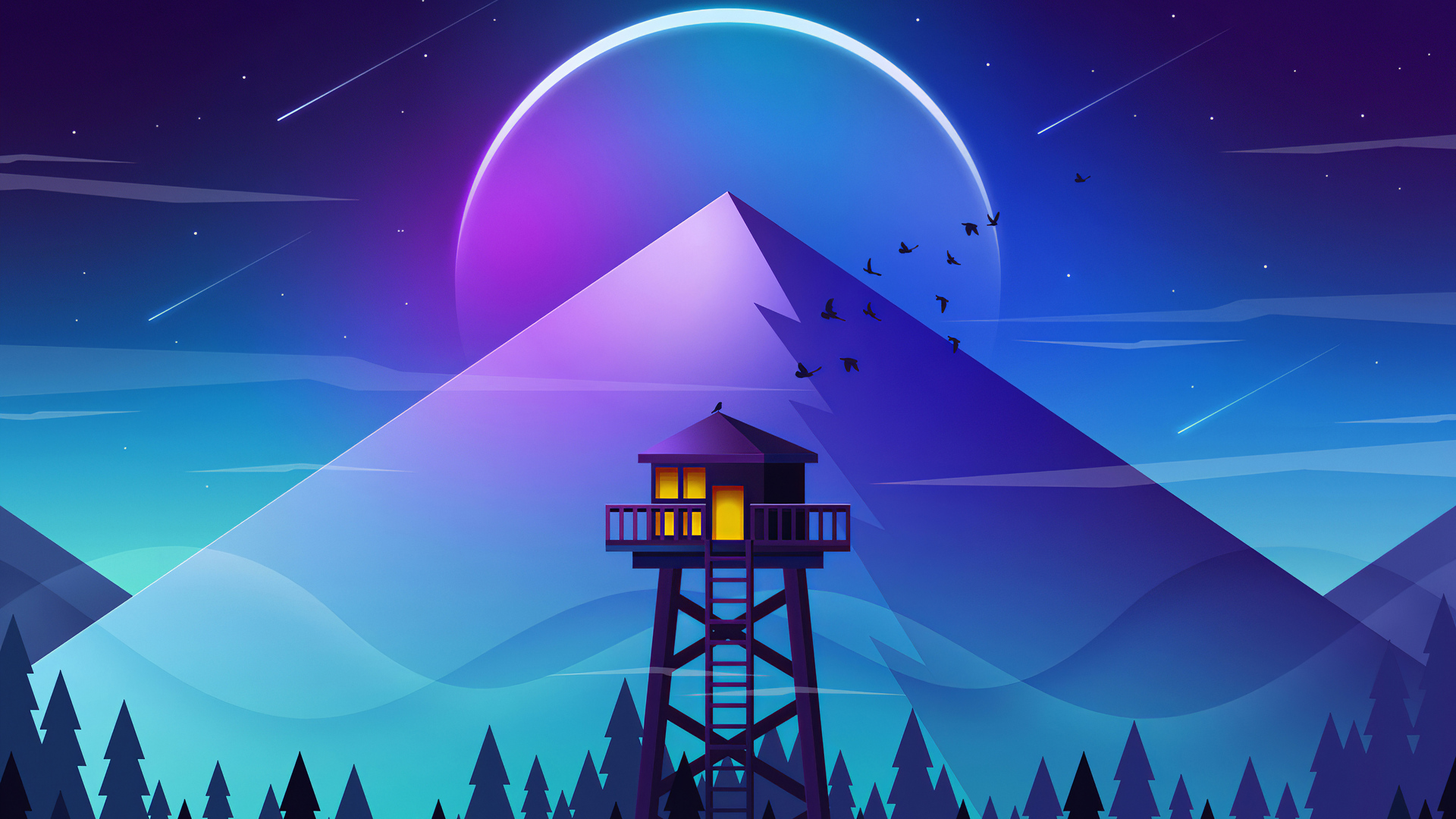 Firewatch Tower Minimalism HD Wallpaper