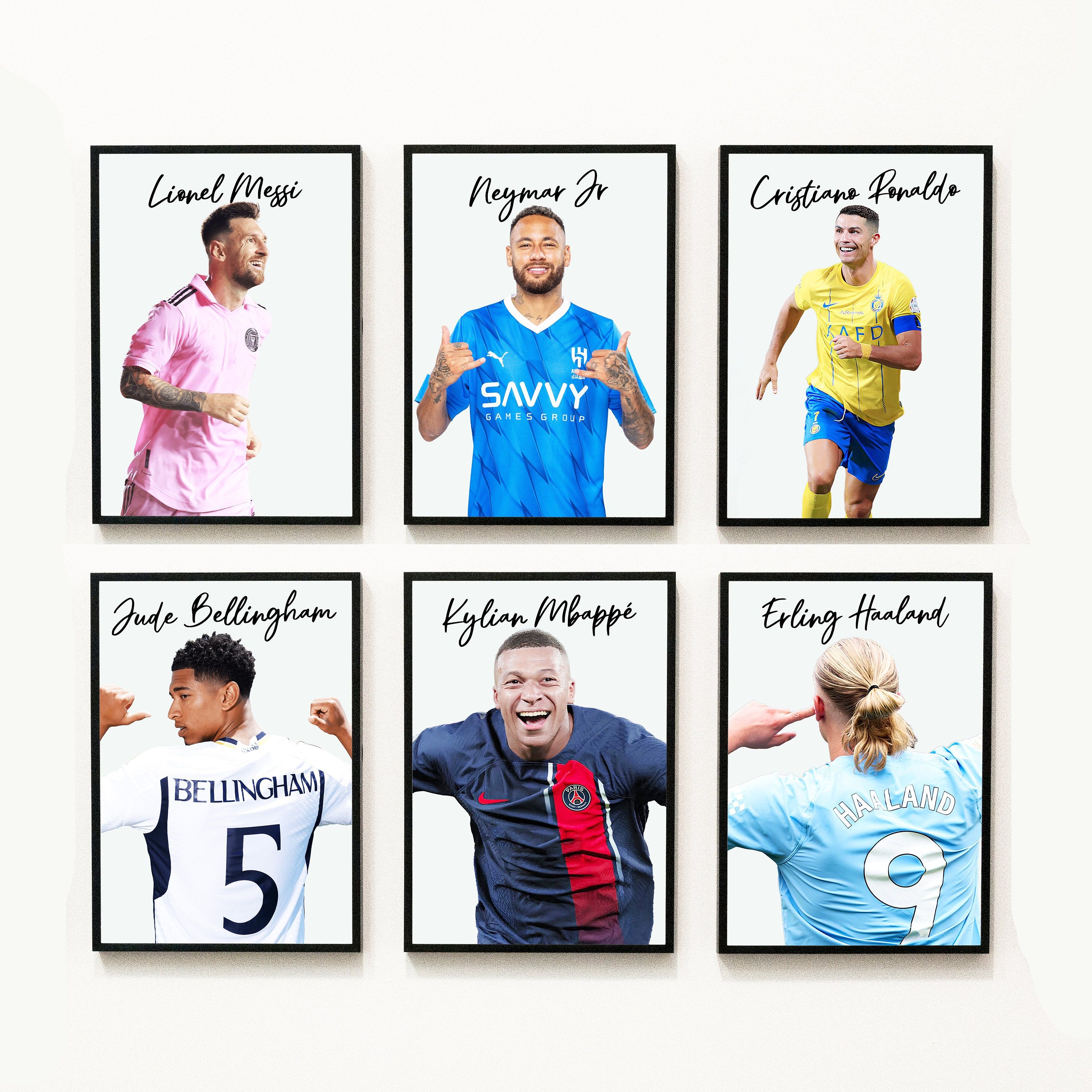 Set of 6 Prints Messi Neymar Mbappe