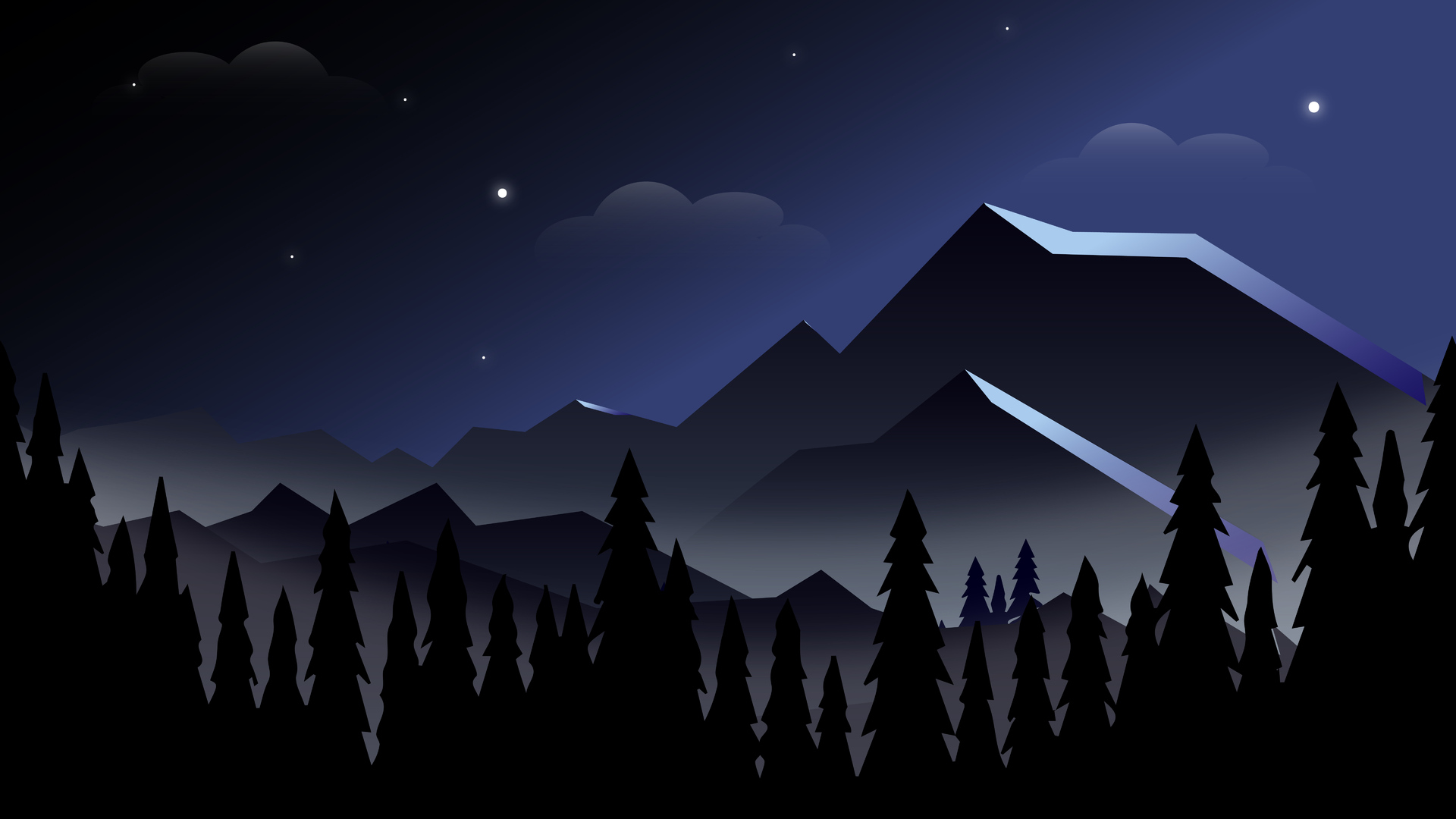 Night Mountains Minimalist 8k