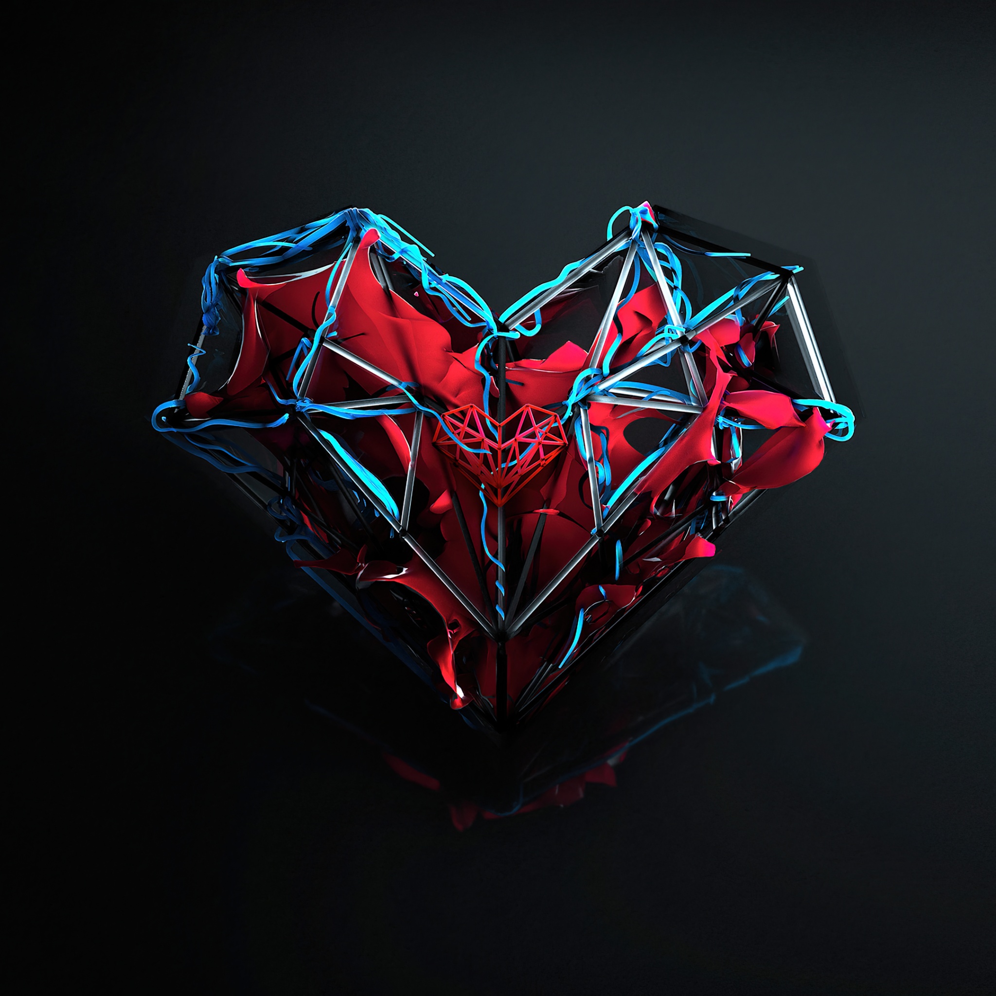 Love heart Wallpaper 4K, Dark aesthetic, Artwork