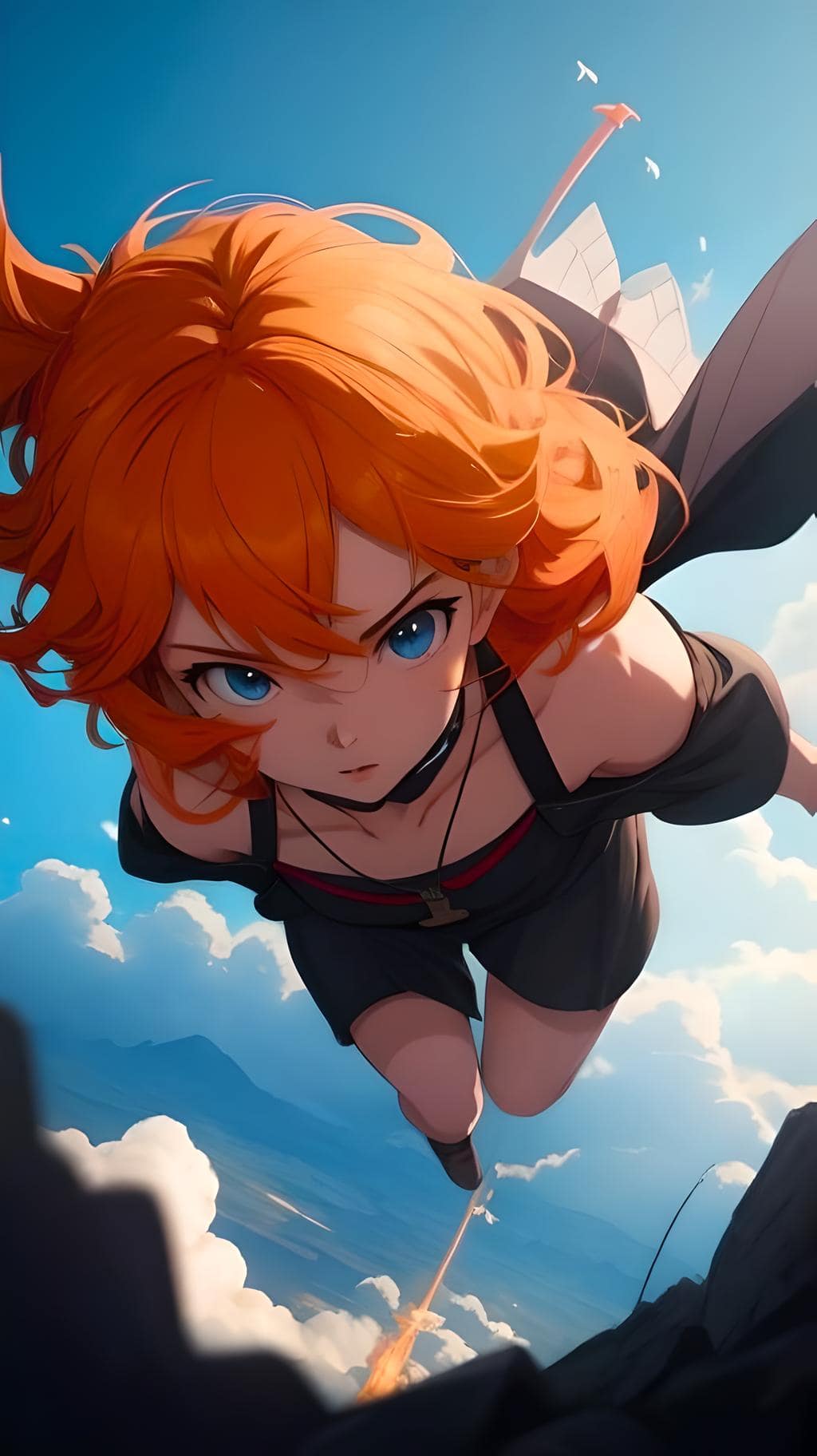 iPhone 15 Wallpaper Anime Girl in Sky 4k