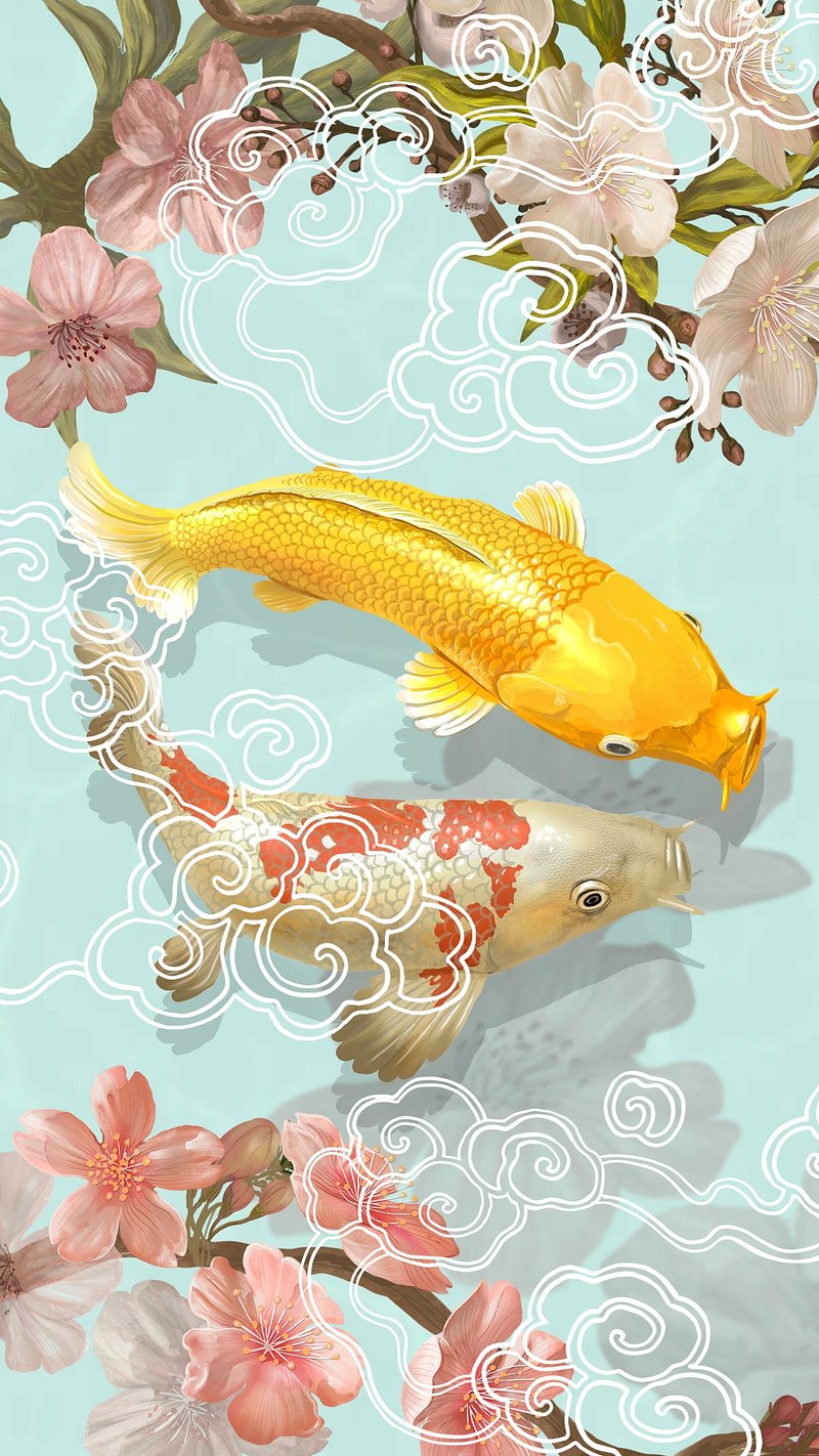 Traditional Koi fish phone wallpaper