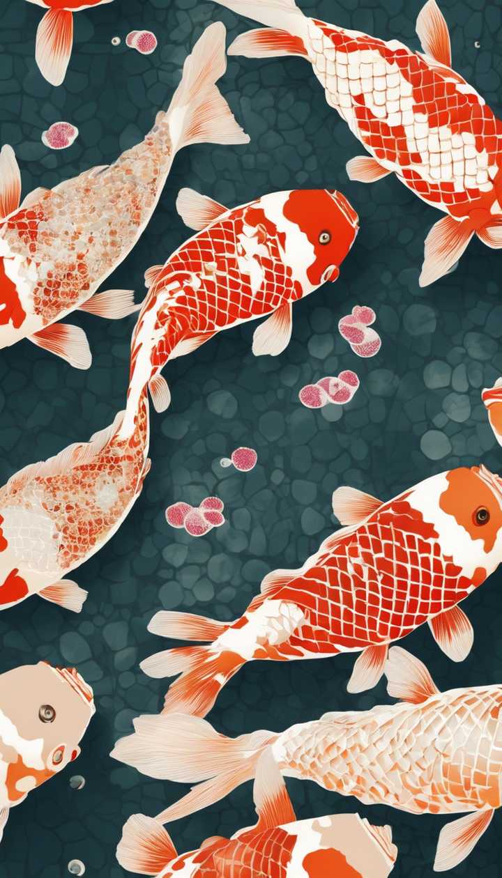 An illustration of Koi fish spun into a