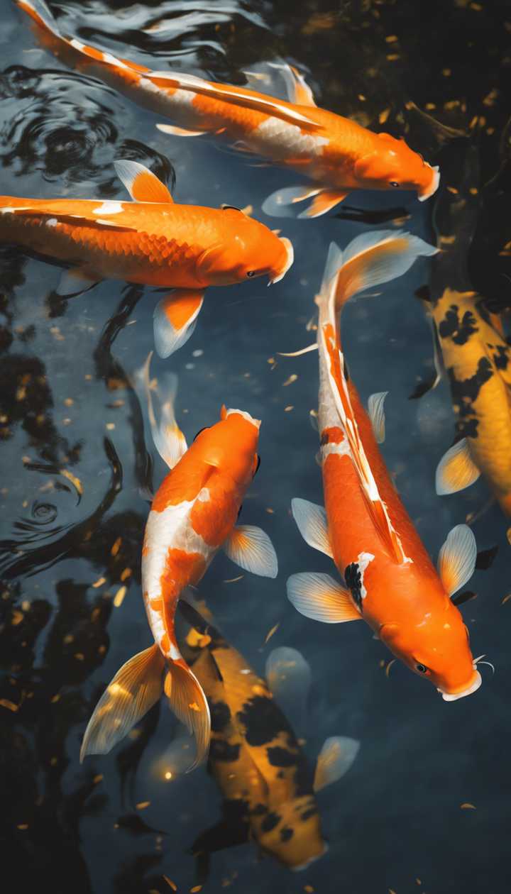 gold koi fish swimming gracefully