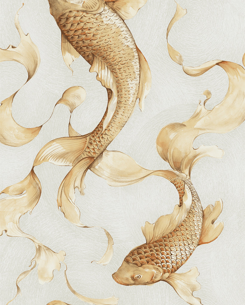 Metallic Koi Fish Unpasted Wallpaper
