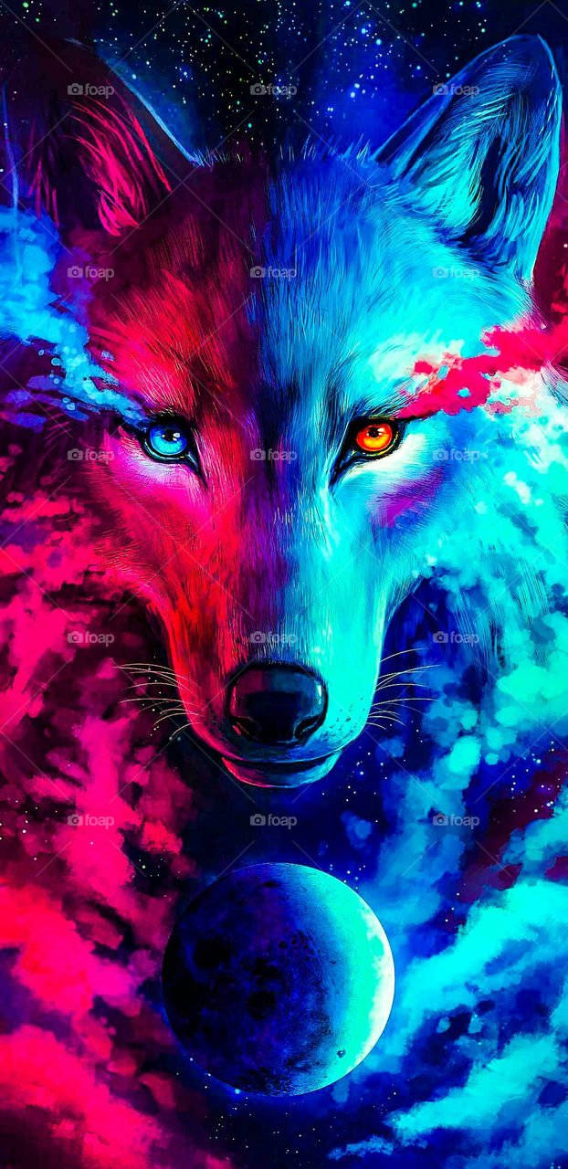Download Vibrant Colorful Wolf HD Phone