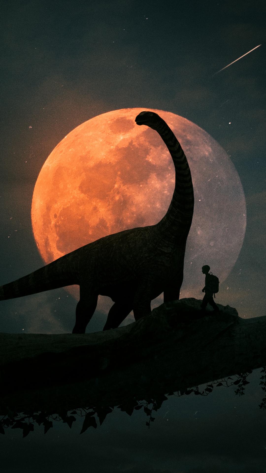 Dinosaur Wallpaper 4K, Kid, Night