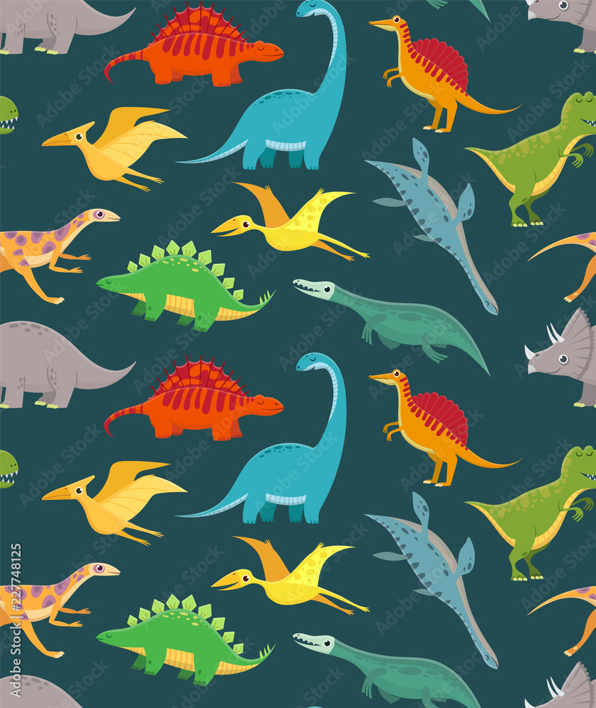 Dinosaur seamless pattern. Cute kids