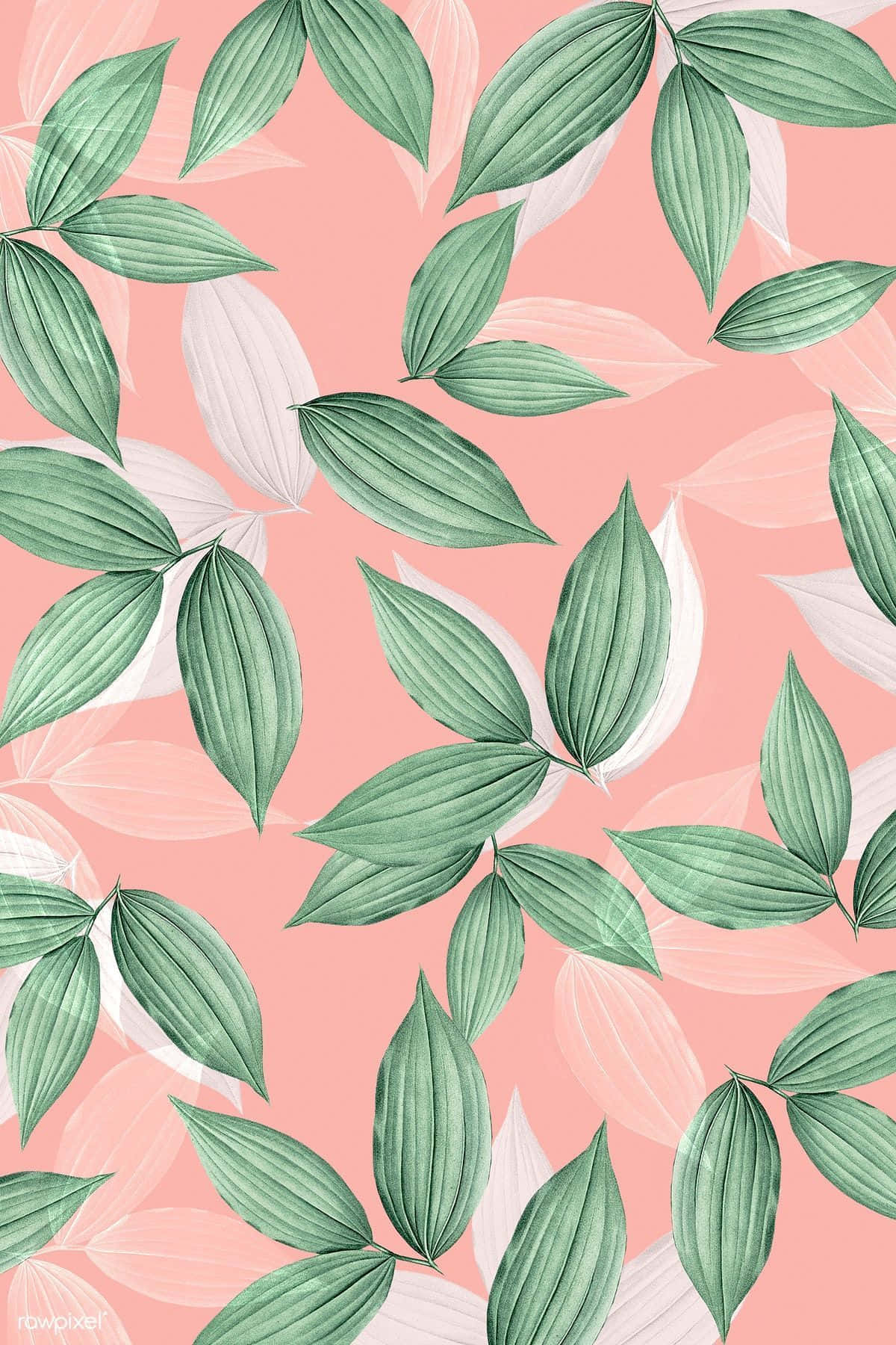 Download Leaves Art In Pink And Green Aesthetic Wallpaper