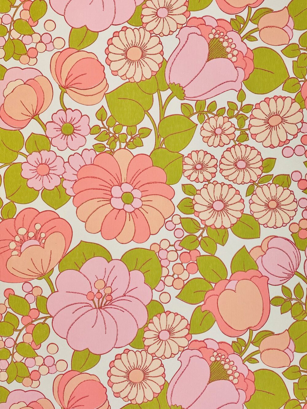 Green Floral. Vintage Wallpaper