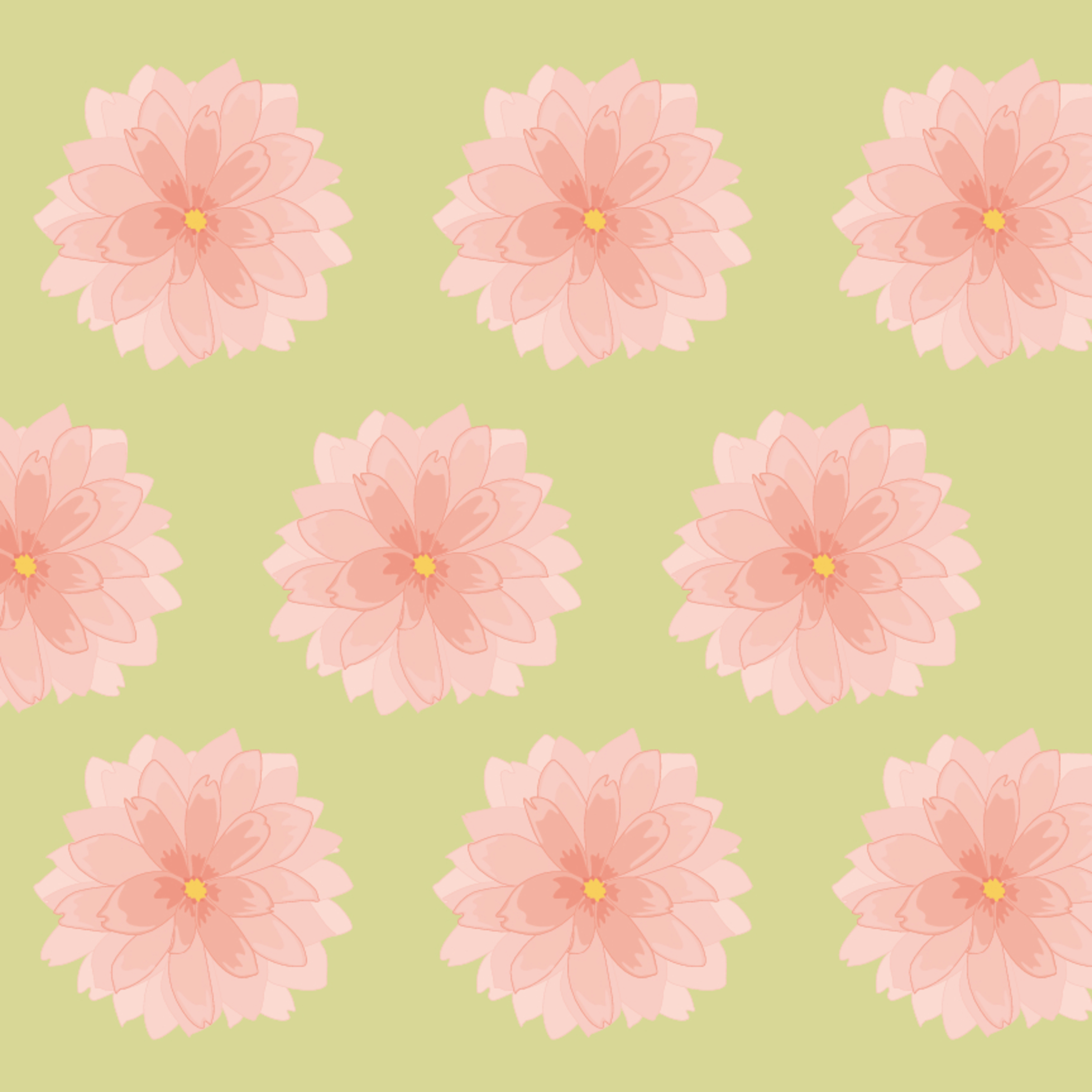 Flowers Pink & Green Mural