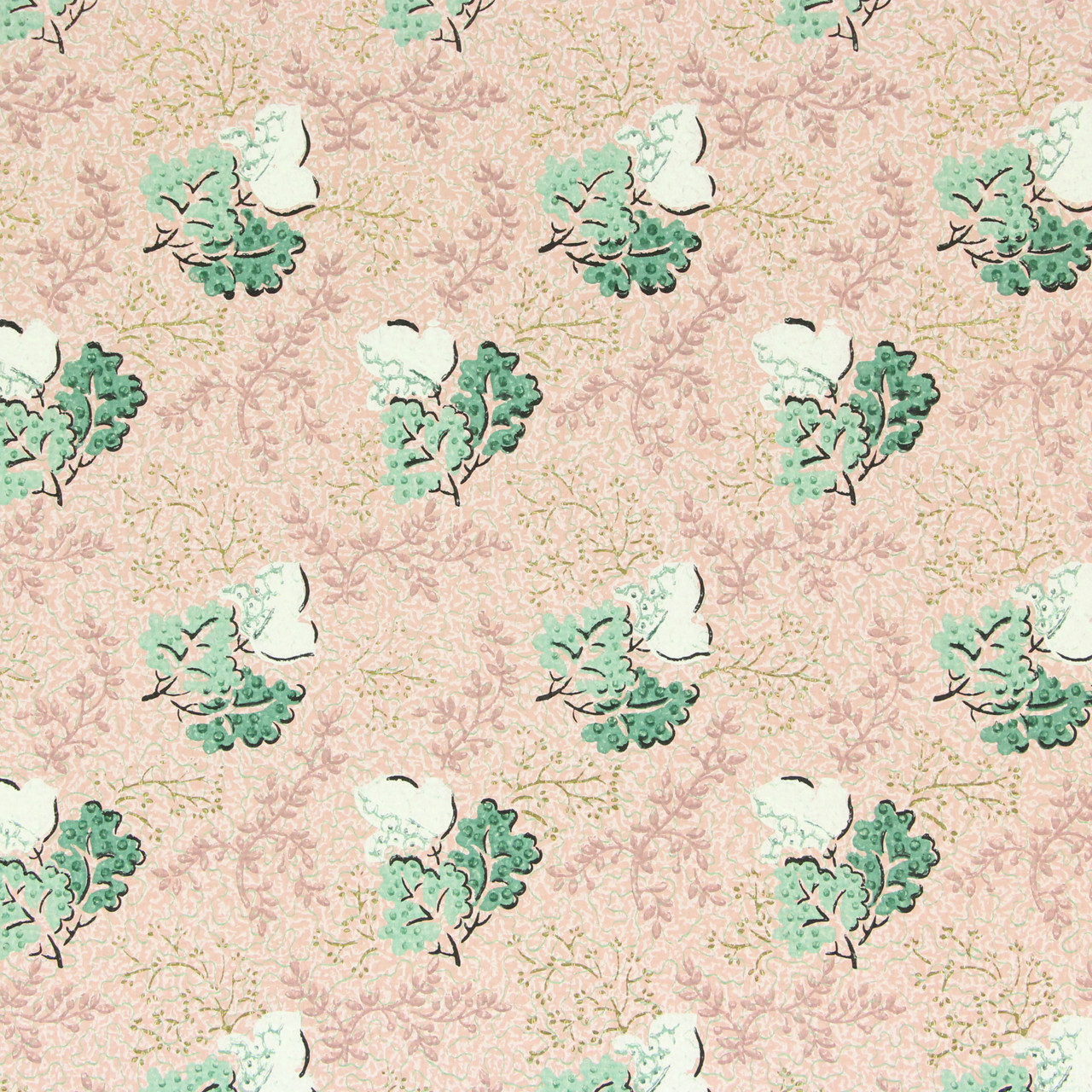 1950s Vintage Wallpaper Blue Tile Scenic