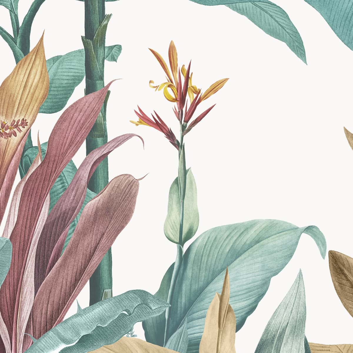 Pink & Green Tropical Trees Wallpaper