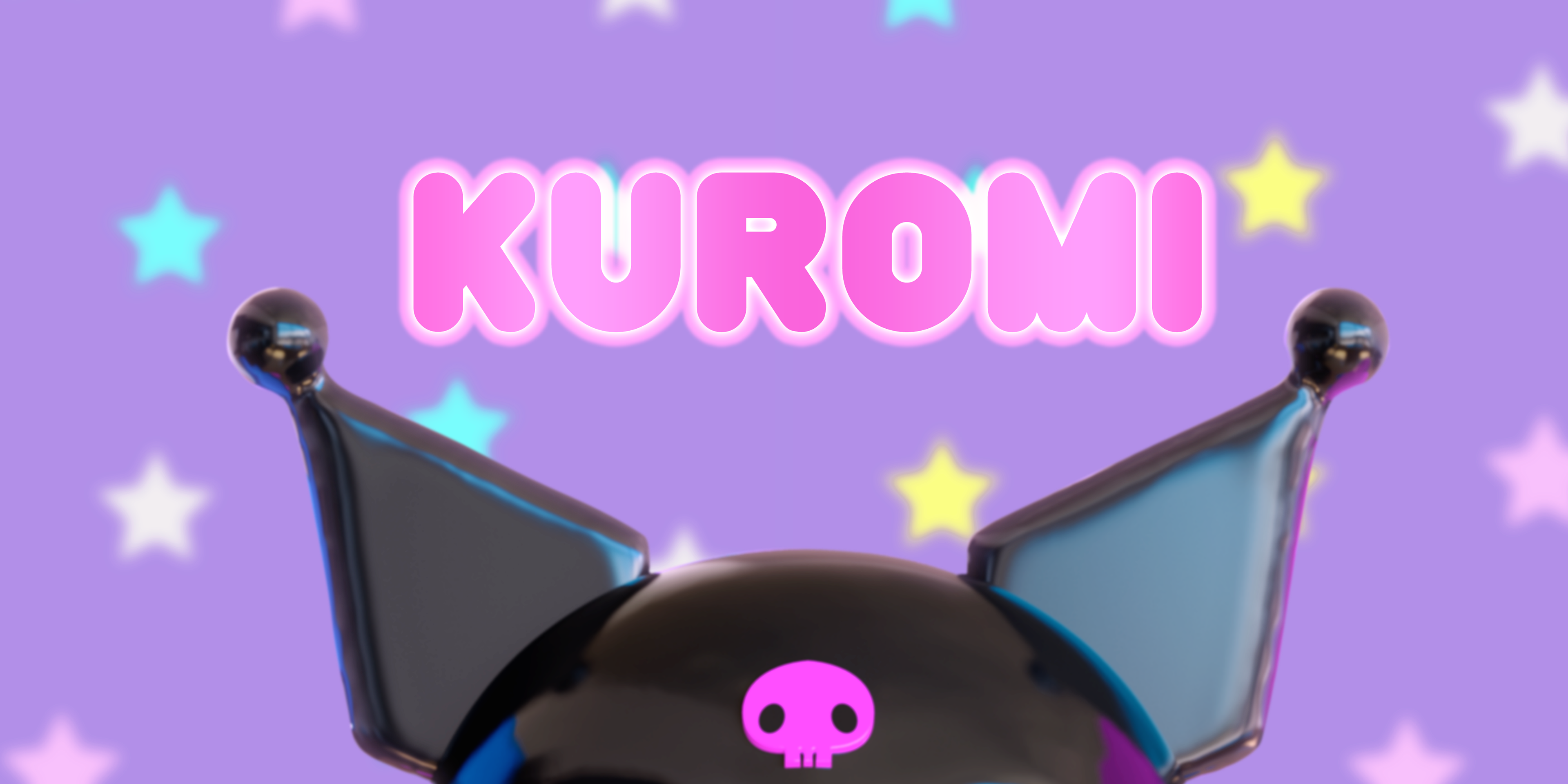 Kuromi Wallpaper 4K, 3D, Aesthetic, Purple background