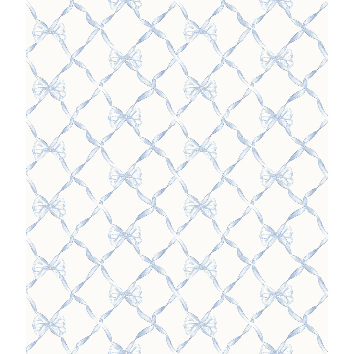 Baby Bow Light Blue Ribbon Trellis Wallpaper