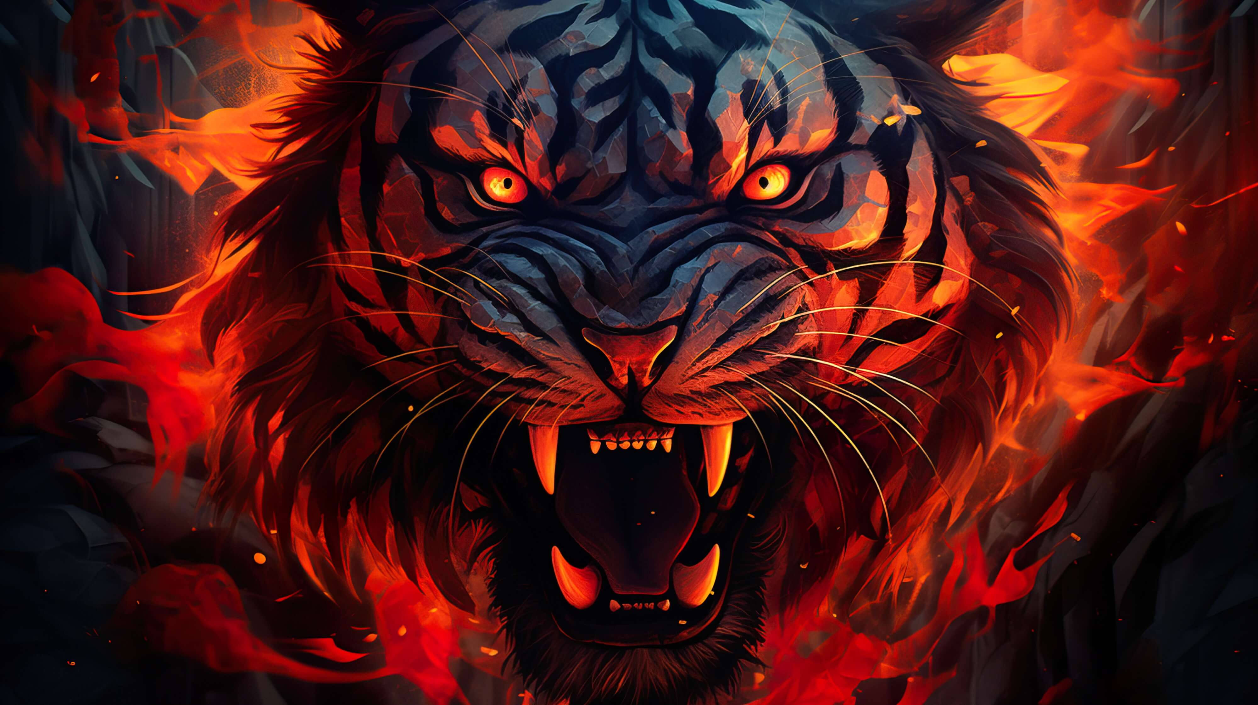 4k Angry Fire Tiger Wallpaper For Free