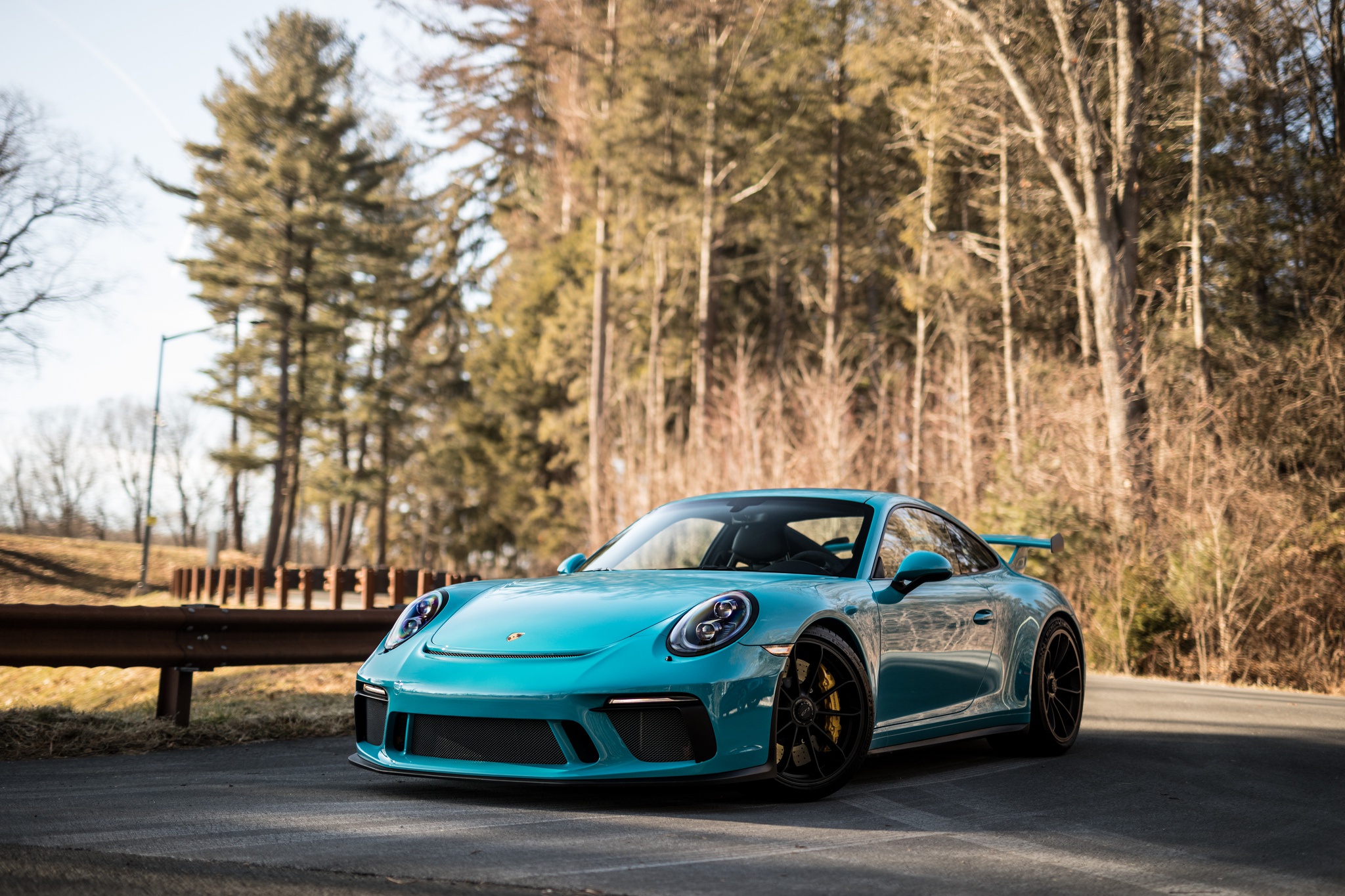 Wallpaper Porsche, Blue, Autumn, 991