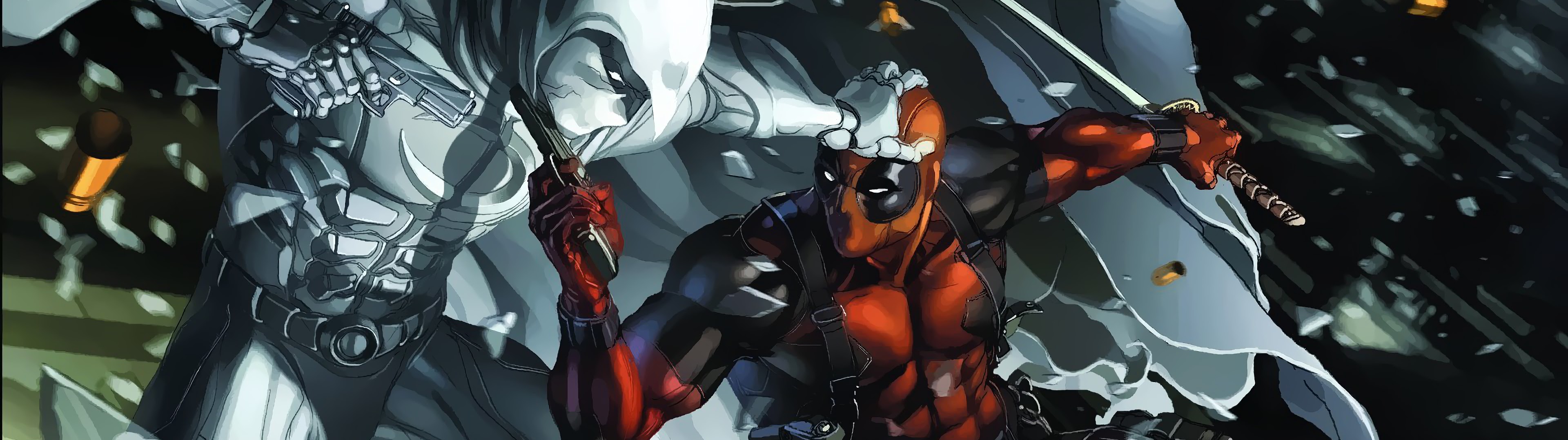 Moon Knight vs. Deadpool 4K Wallpaper