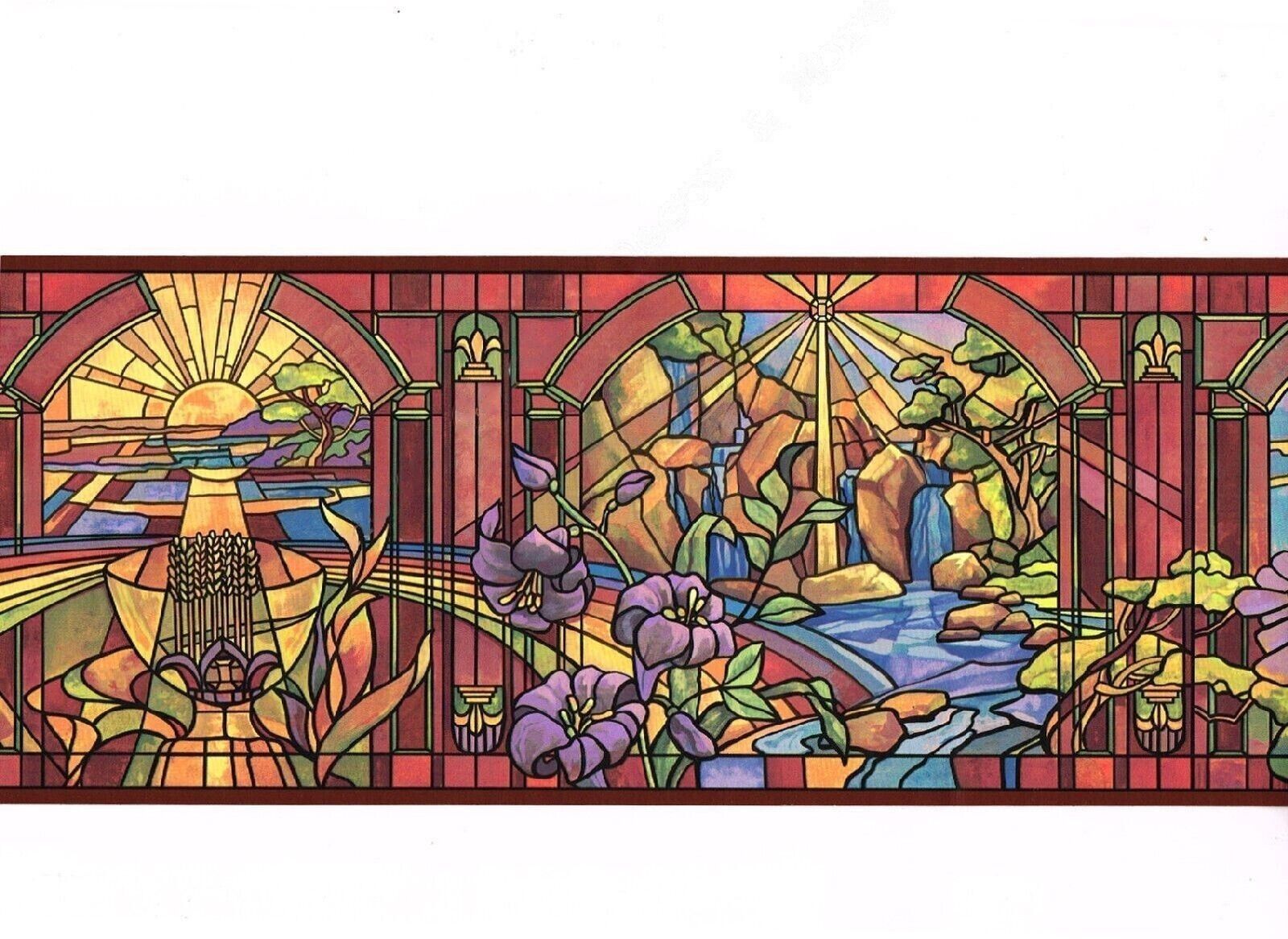 Colorful Stained Glass Window Deep Red
