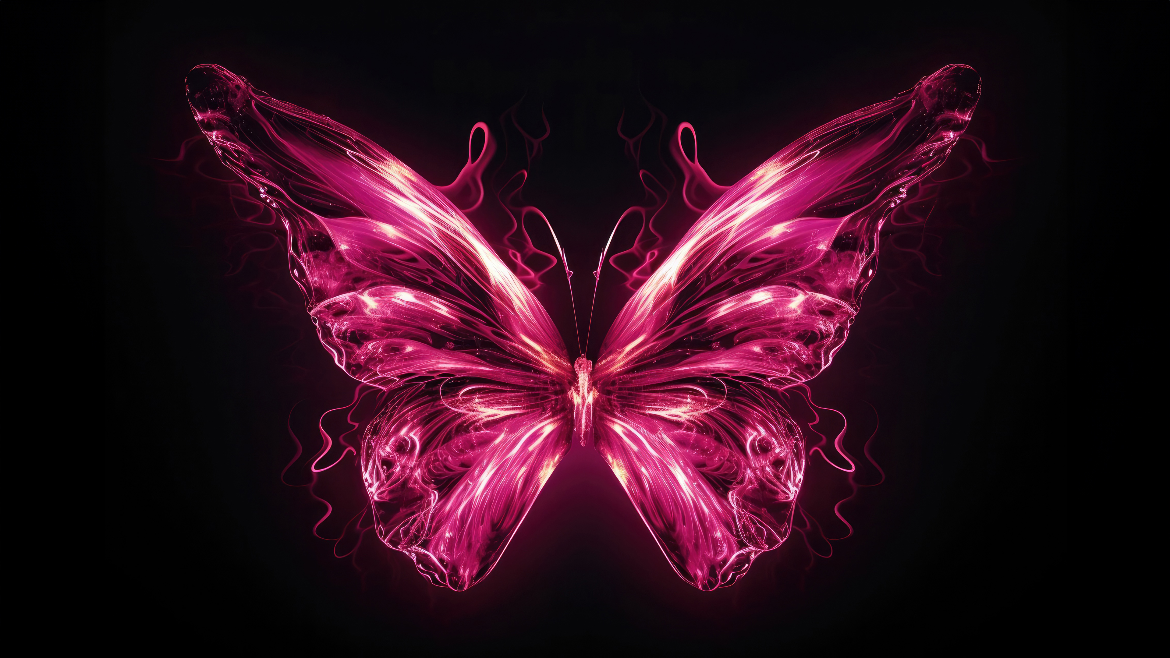 Butterfly Neon Pink 4k Wallpaper, HD