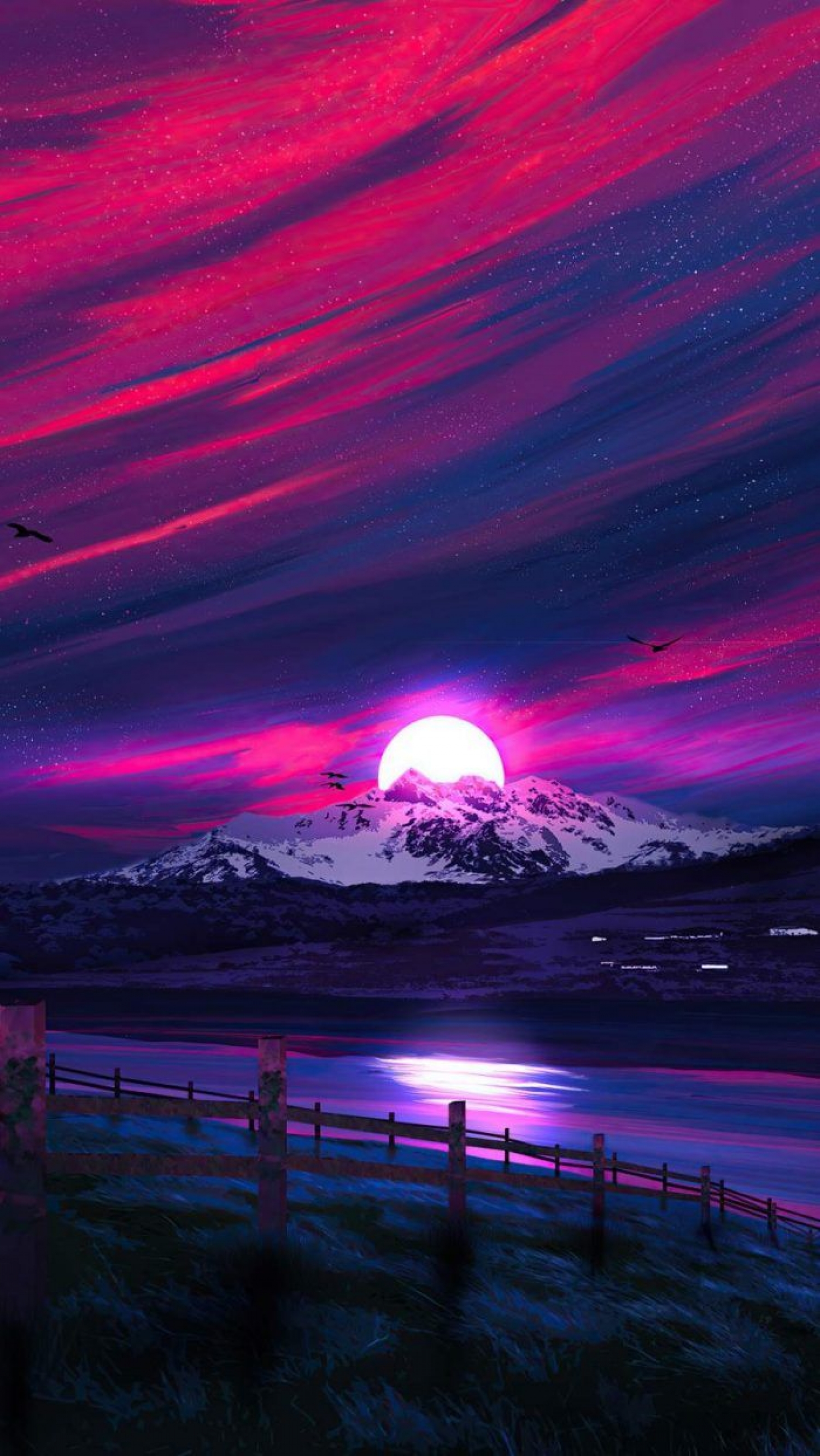Bright Pink Sunset Digital Art