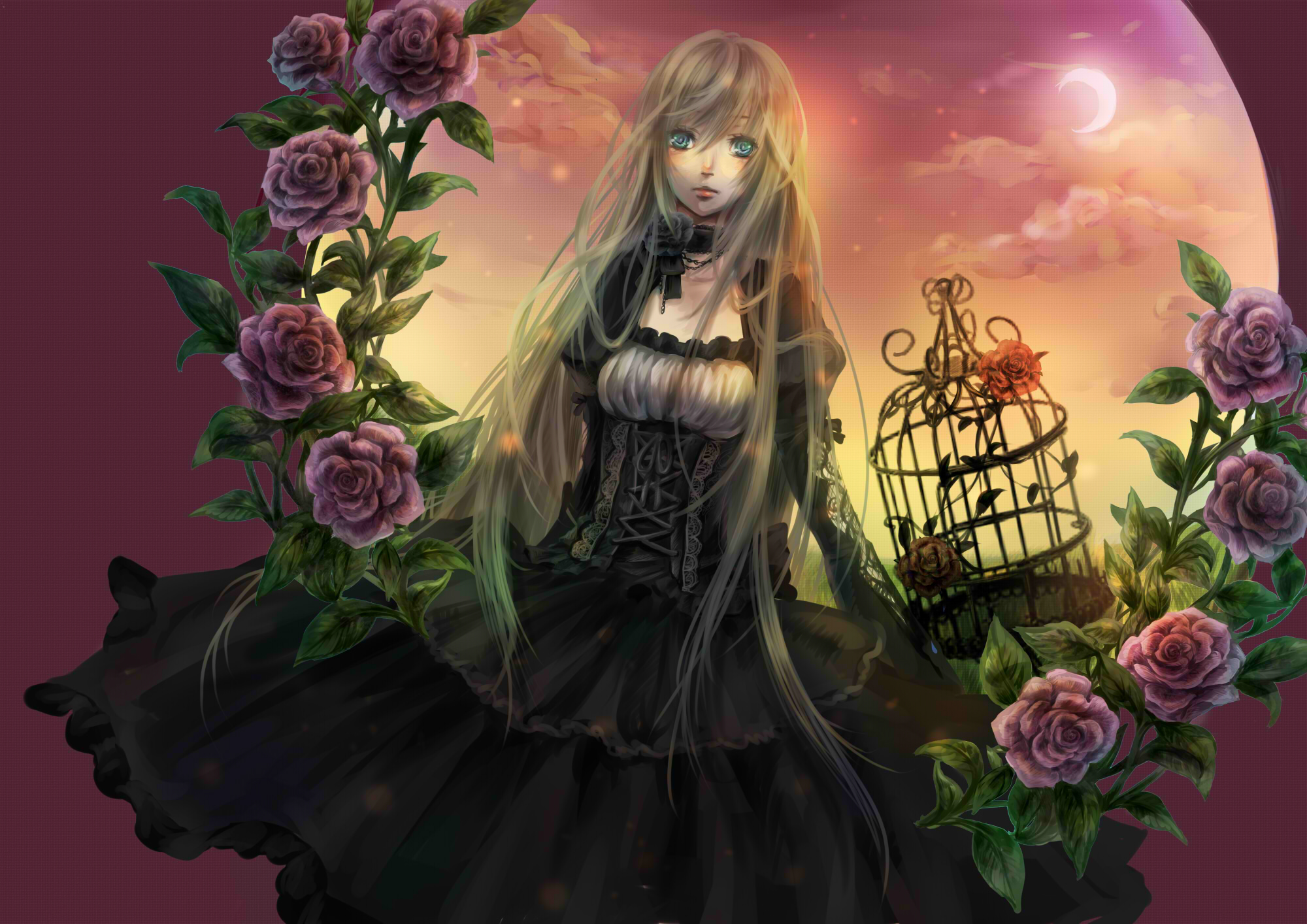 Download Birdcage Rose Flower Fantasy