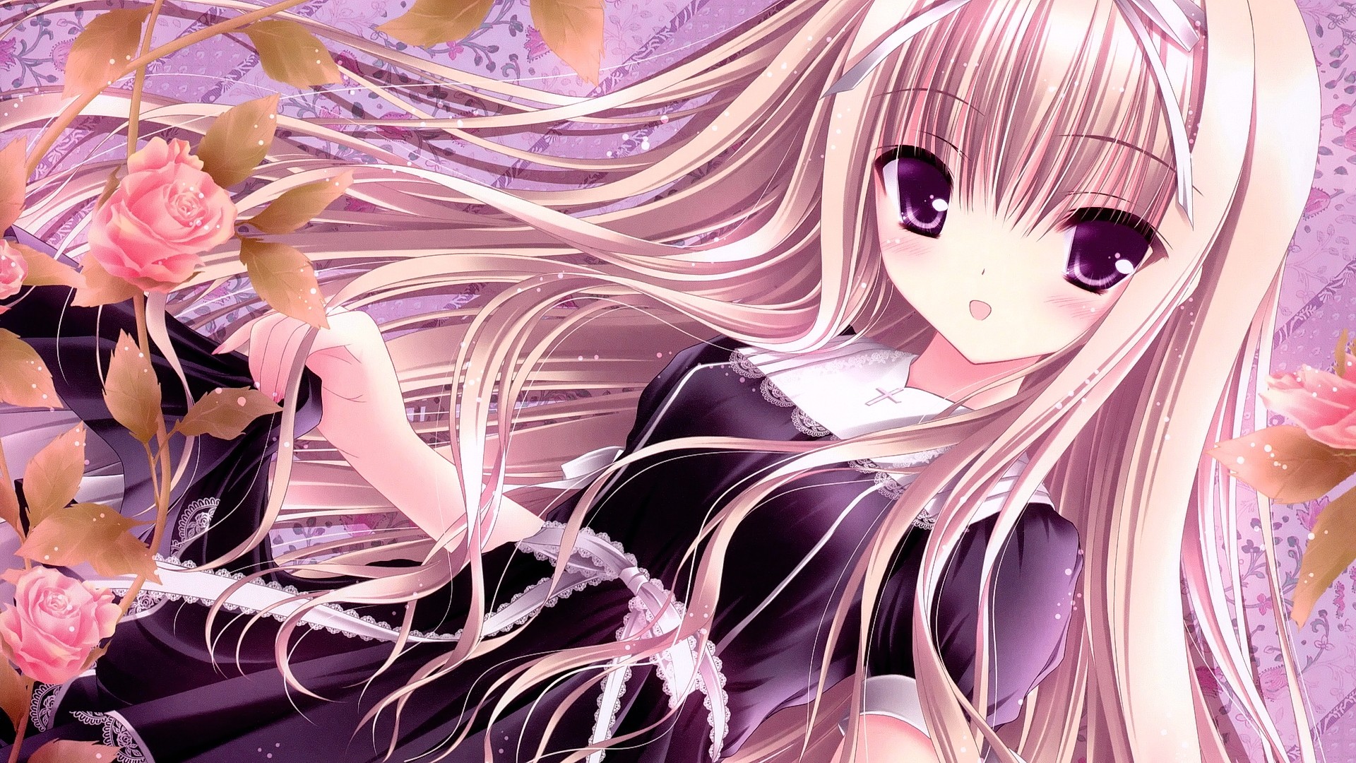 anime, rose, anime girls, original