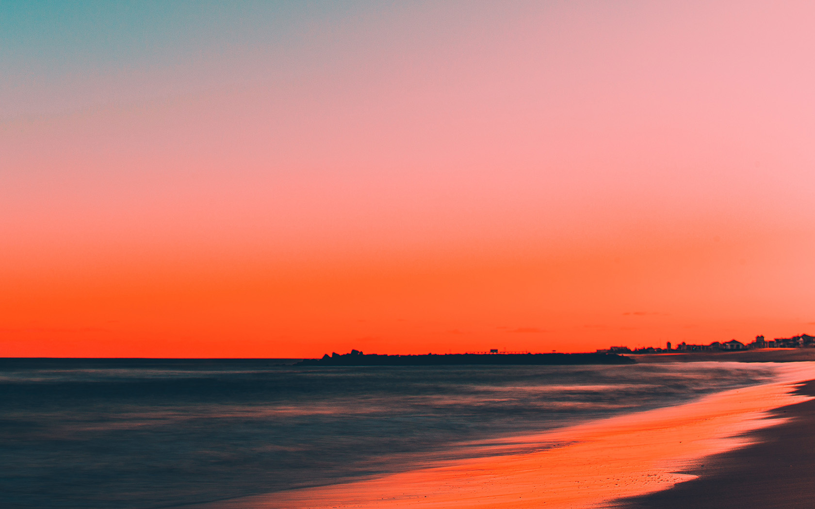 Sunset Beach Fall Night Sea Nature